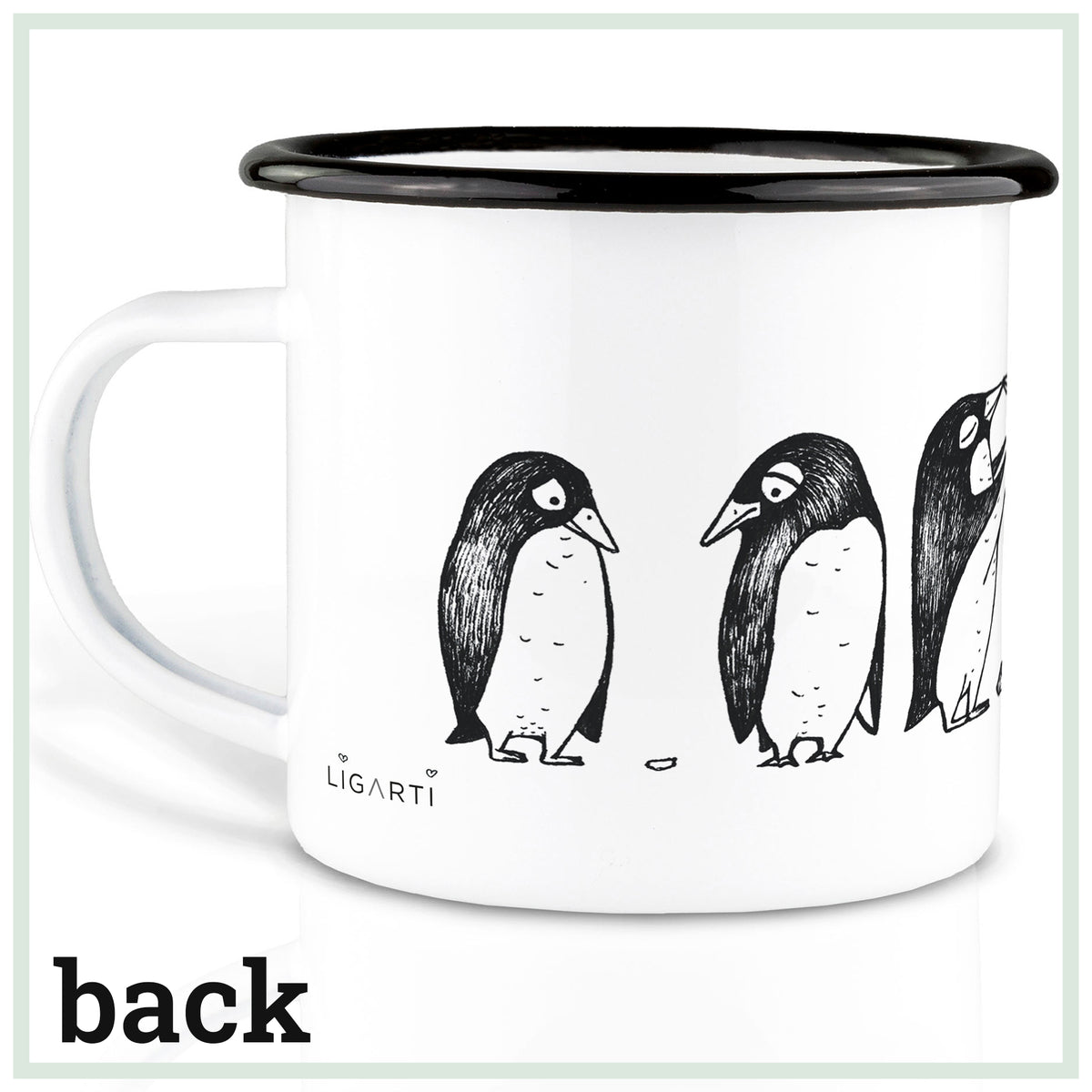 Emaille Tasse – Pinguin Love Story