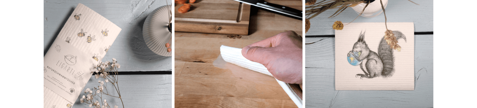 Natural sponge cloths