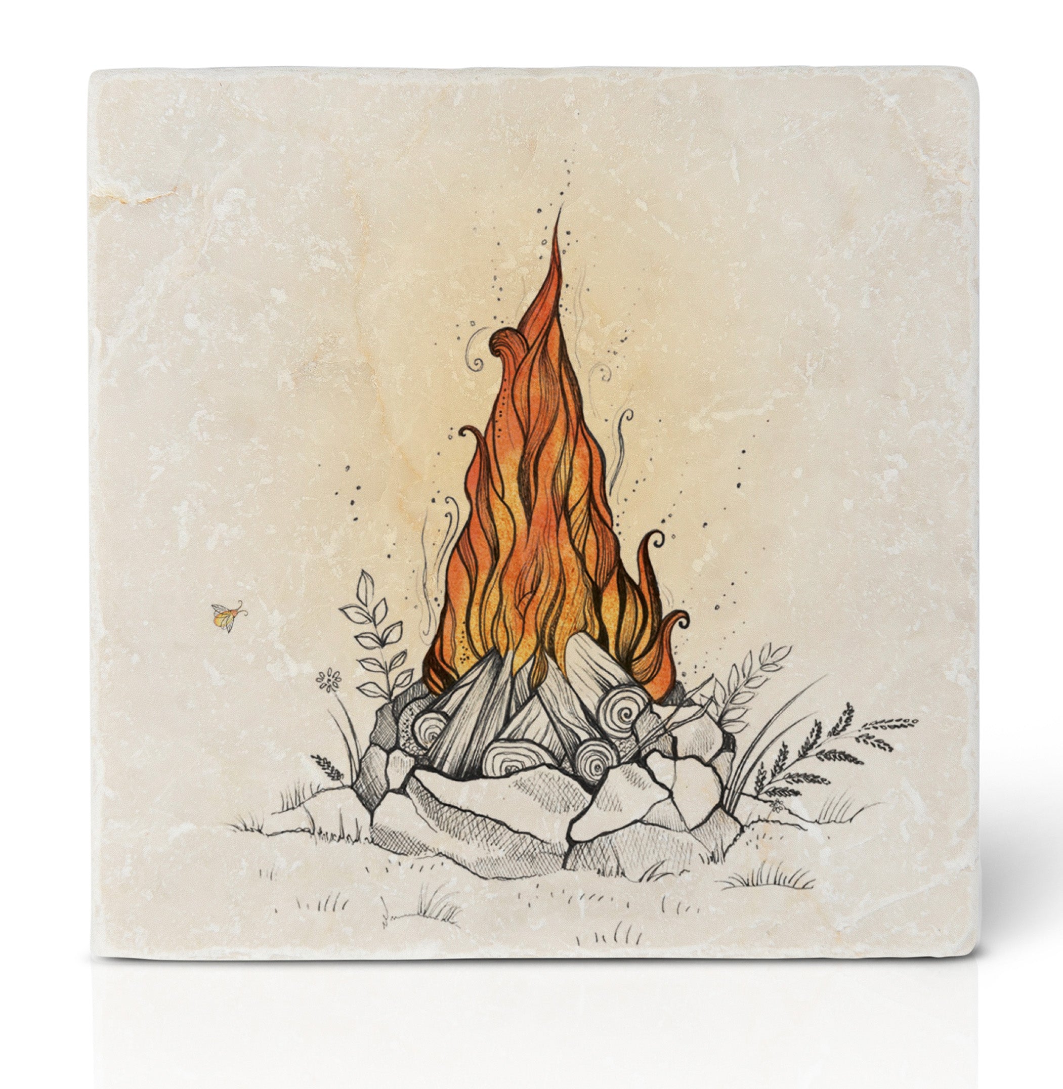 Tile coasters – set of 5 – animals at the campfire