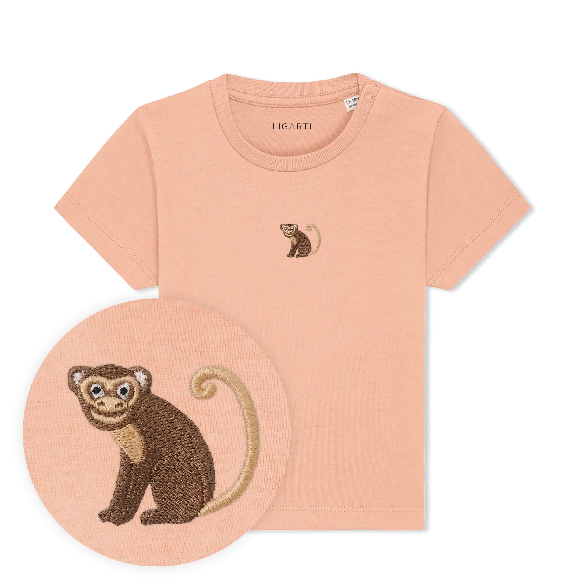 Babyshirt Albert der Affe - Pfirsich