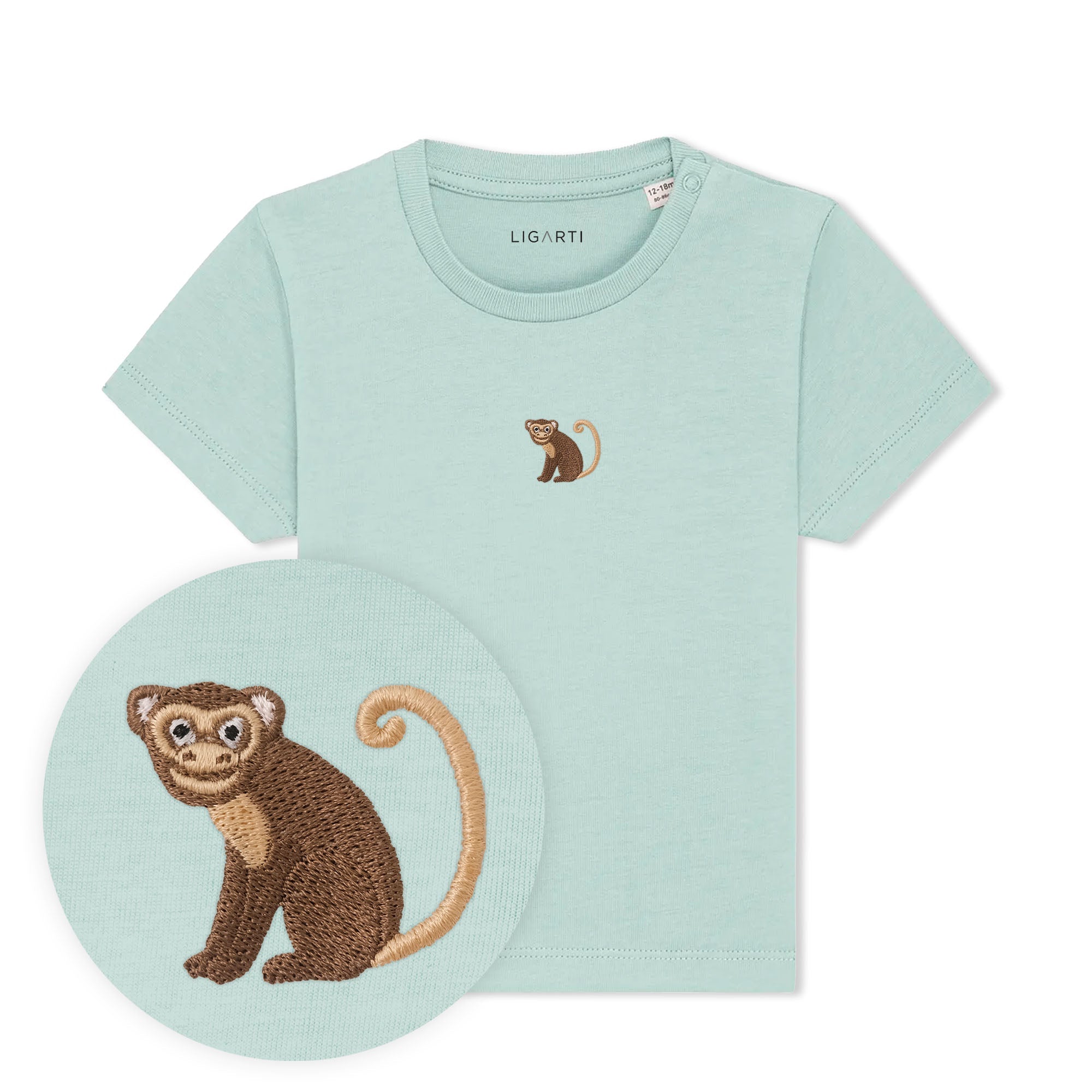 Babyshirt Albert der Affe - Türkis