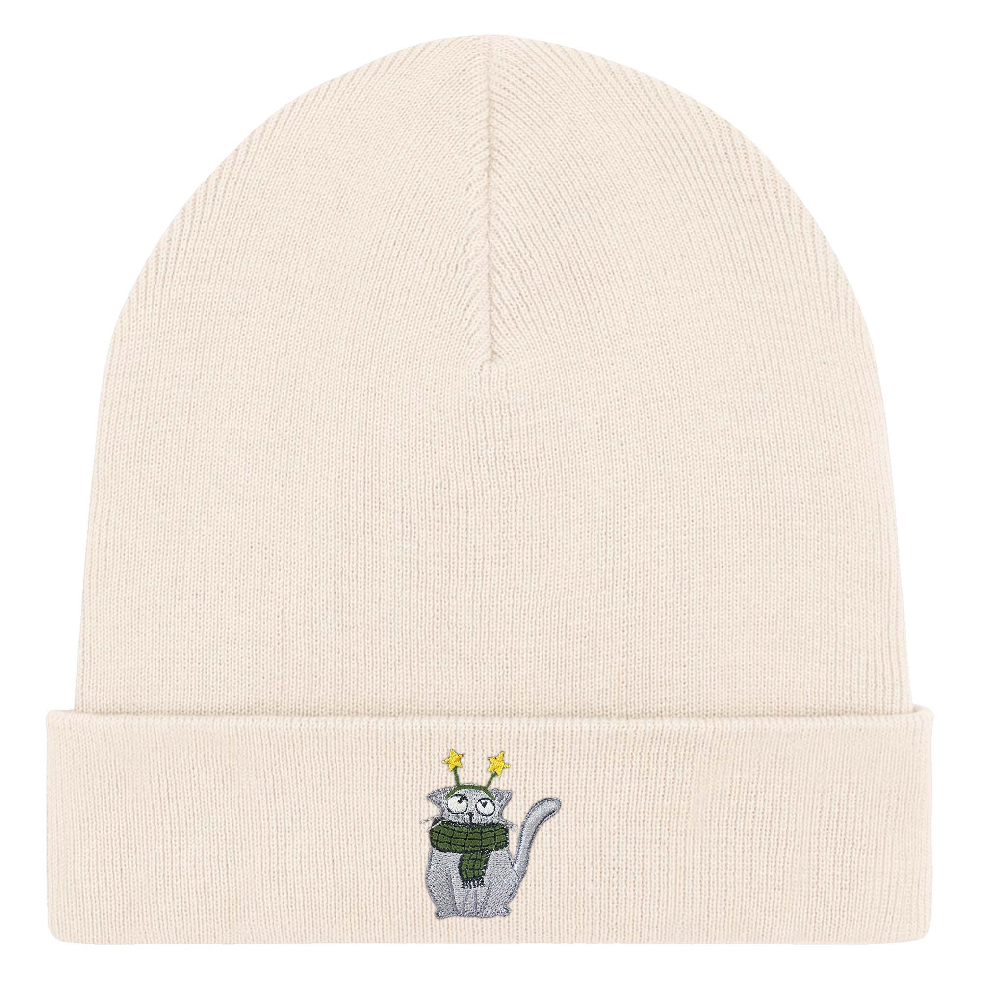 Bestickte Beanie – Babette die Winter-Katze