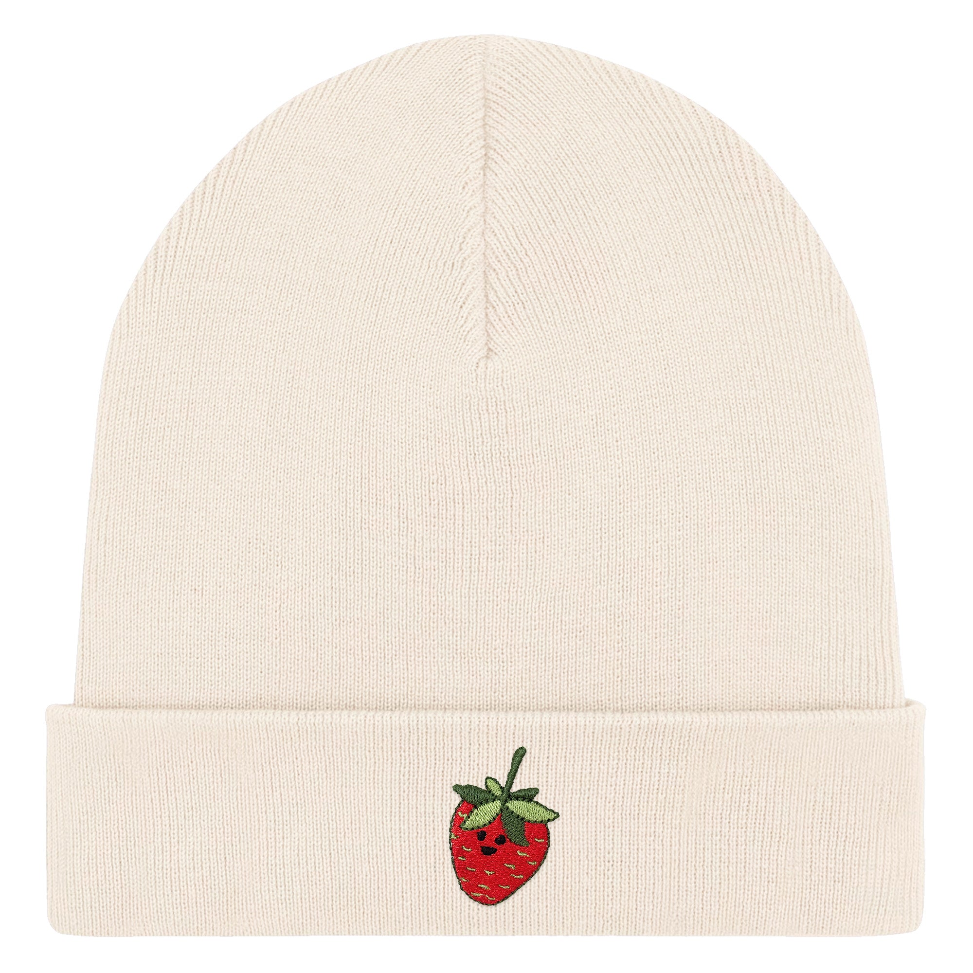 Bestickte Beanie – Erdbeere