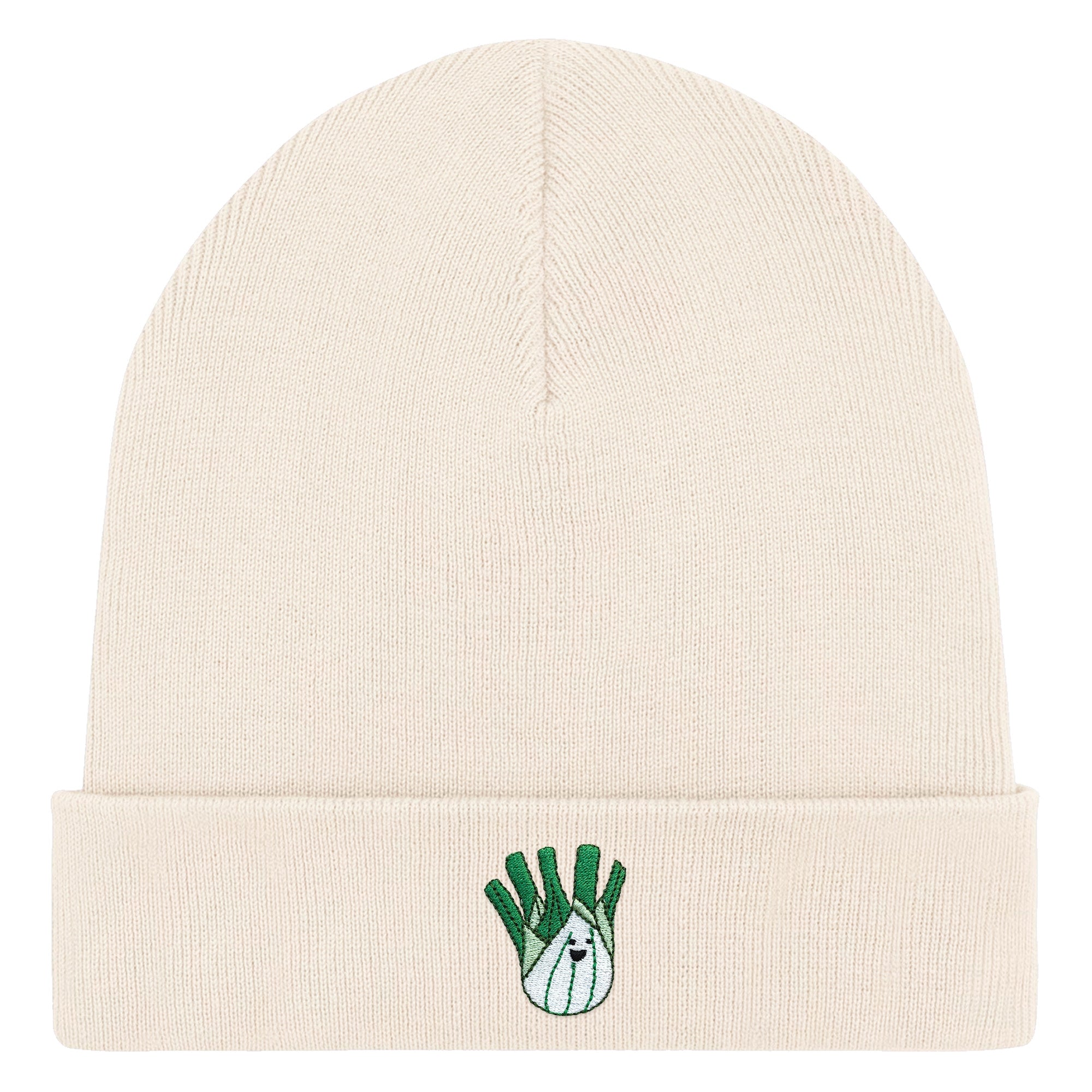 Bestickte Beanie – Fenchel