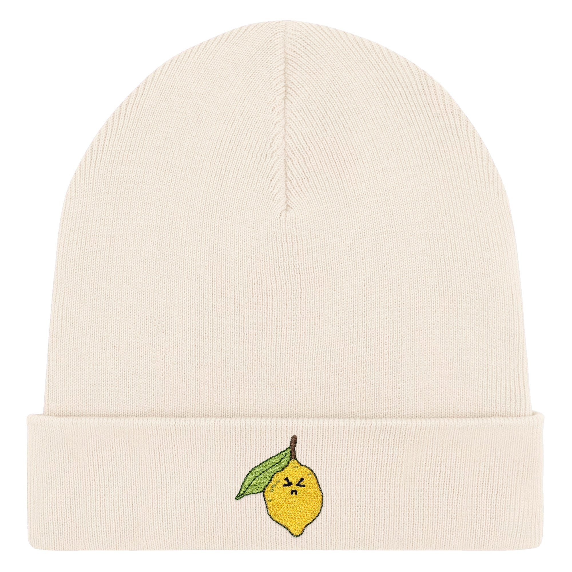 Bestickte Beanie – Zitrone