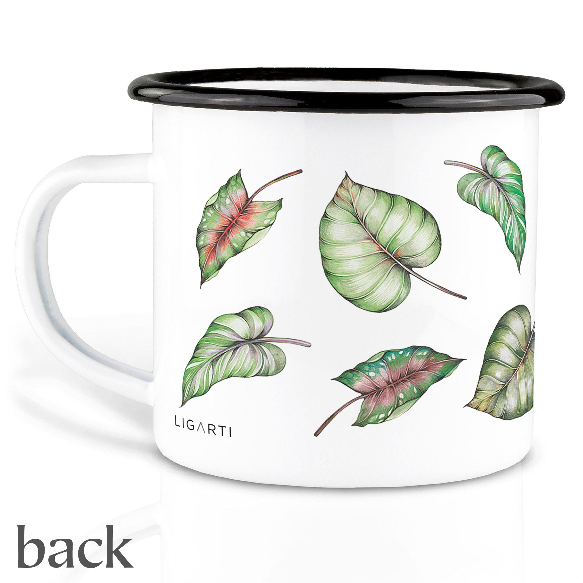 Emaille Tasse – Blätter