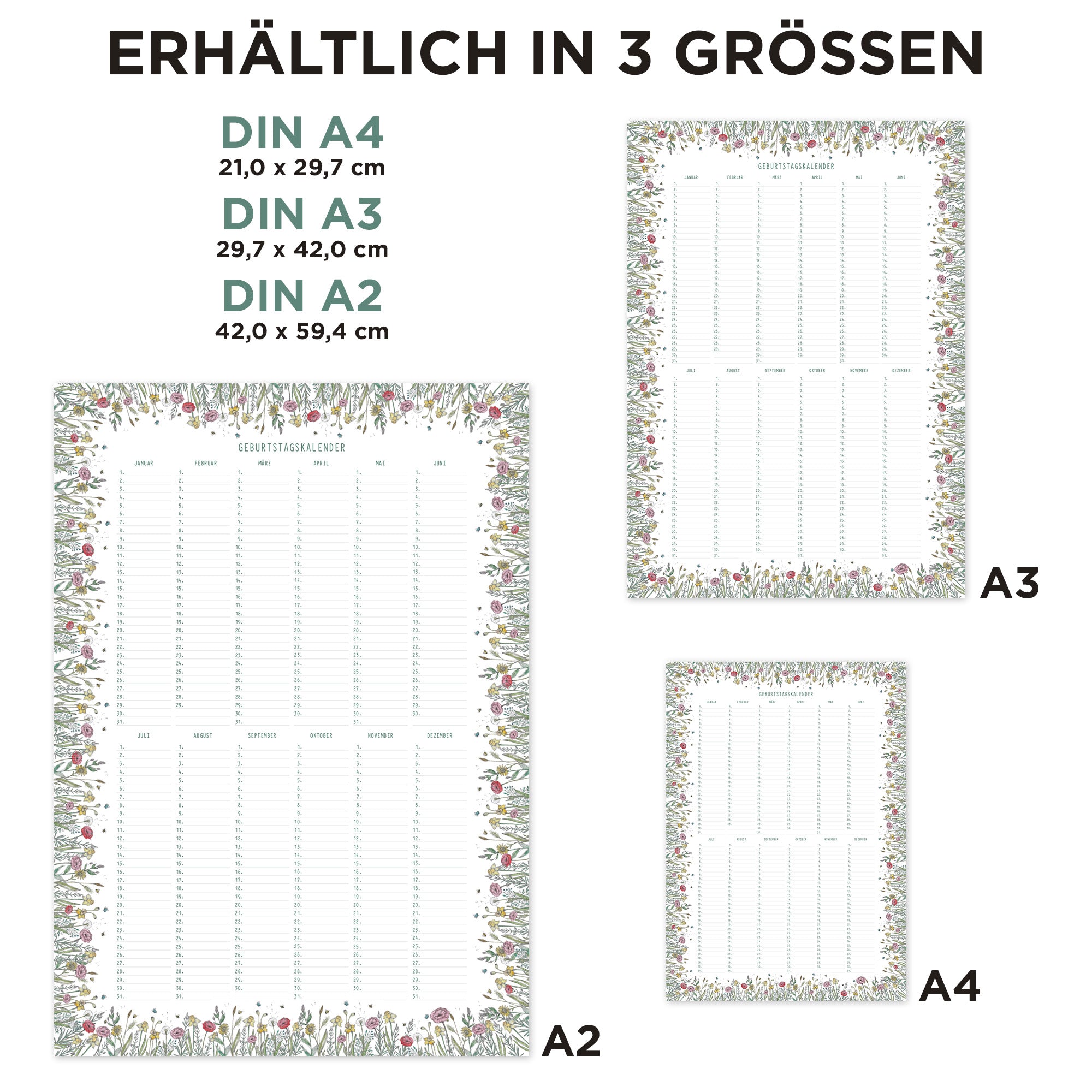 Geburtstagskalender – Blumenwiese