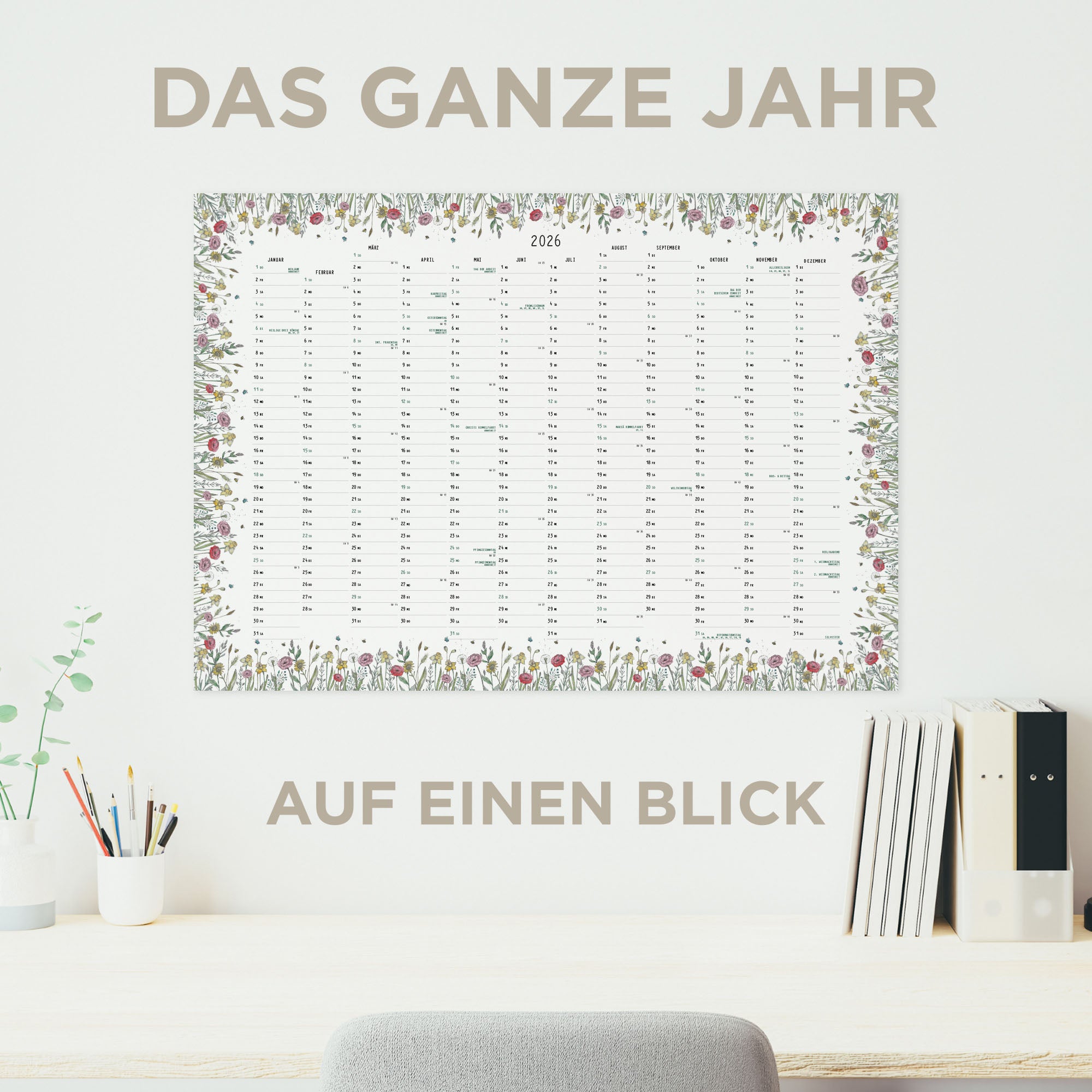 Wandkalender 2026 – Blumenwiese