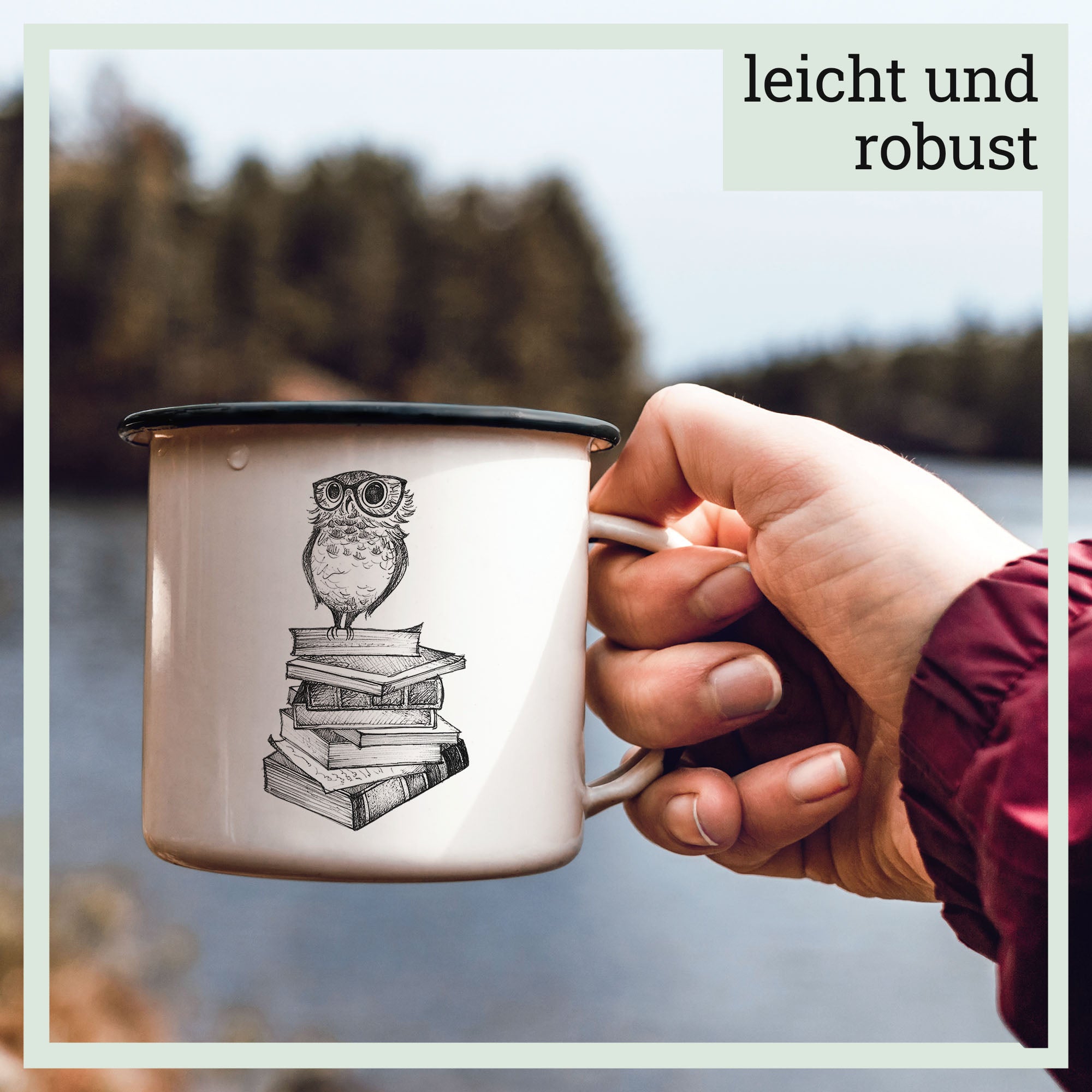 Enamel Mug – Book Owl