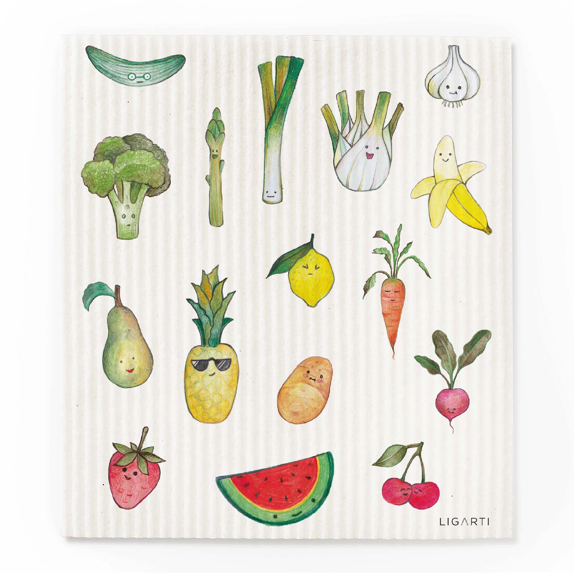 Schwammtuch 3er-Set – Obst & Gemüse