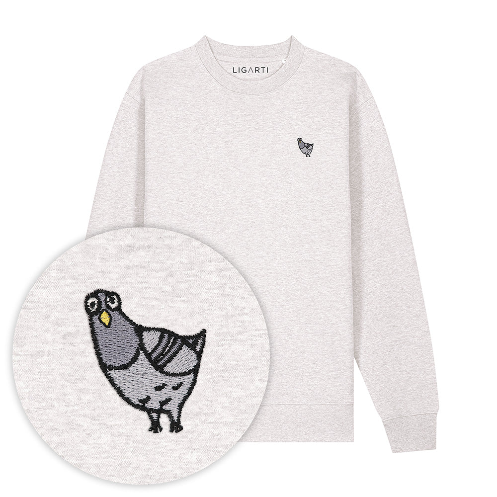Bestickter Pullover – Claude die Taube