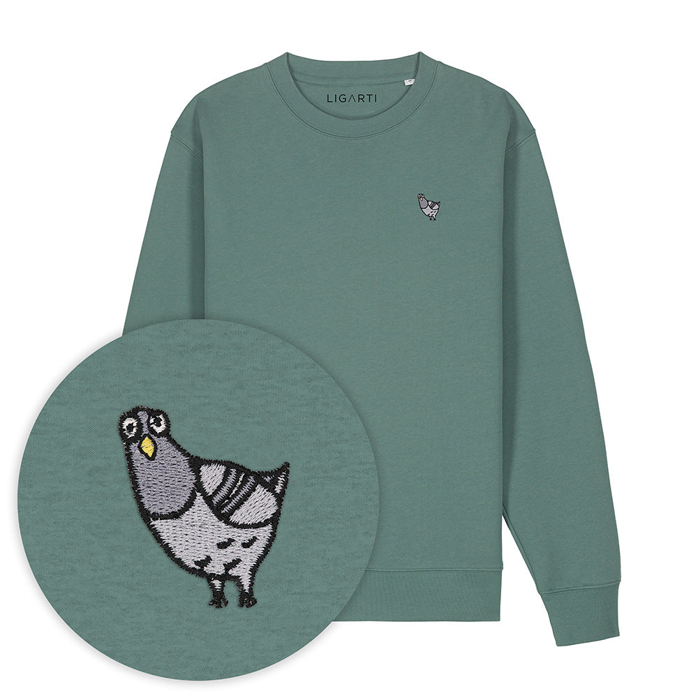 Bestickter Pullover – Claude die Taube