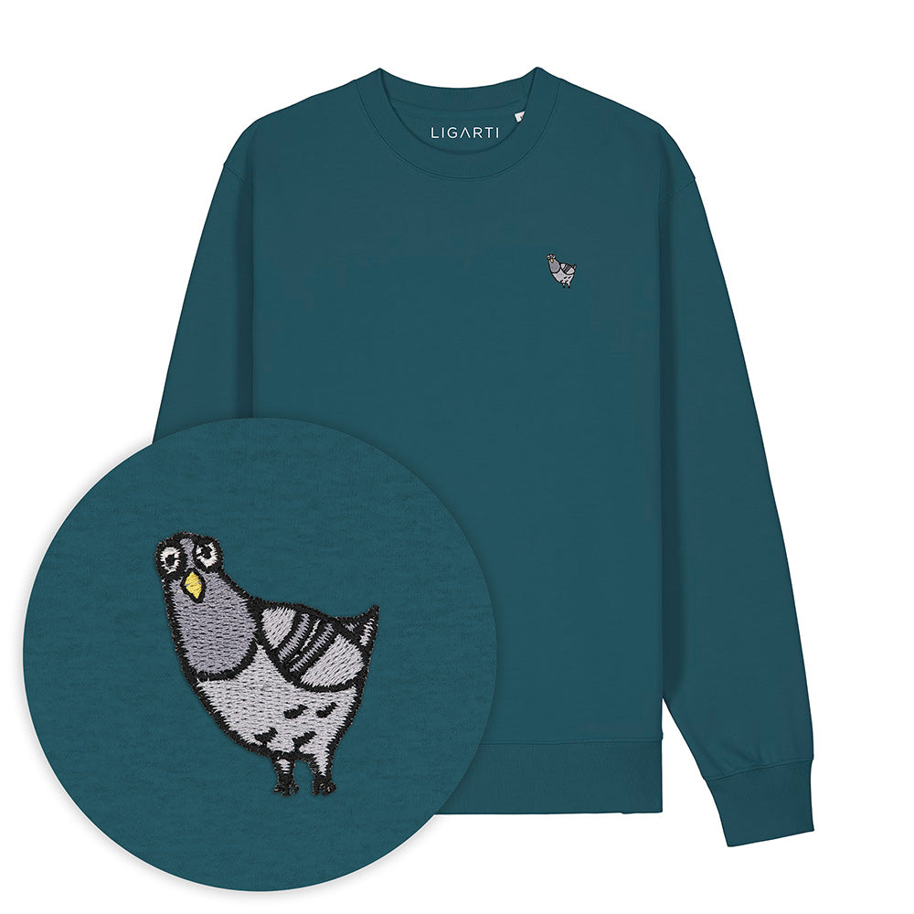 Bestickter Pullover – Claude die Taube