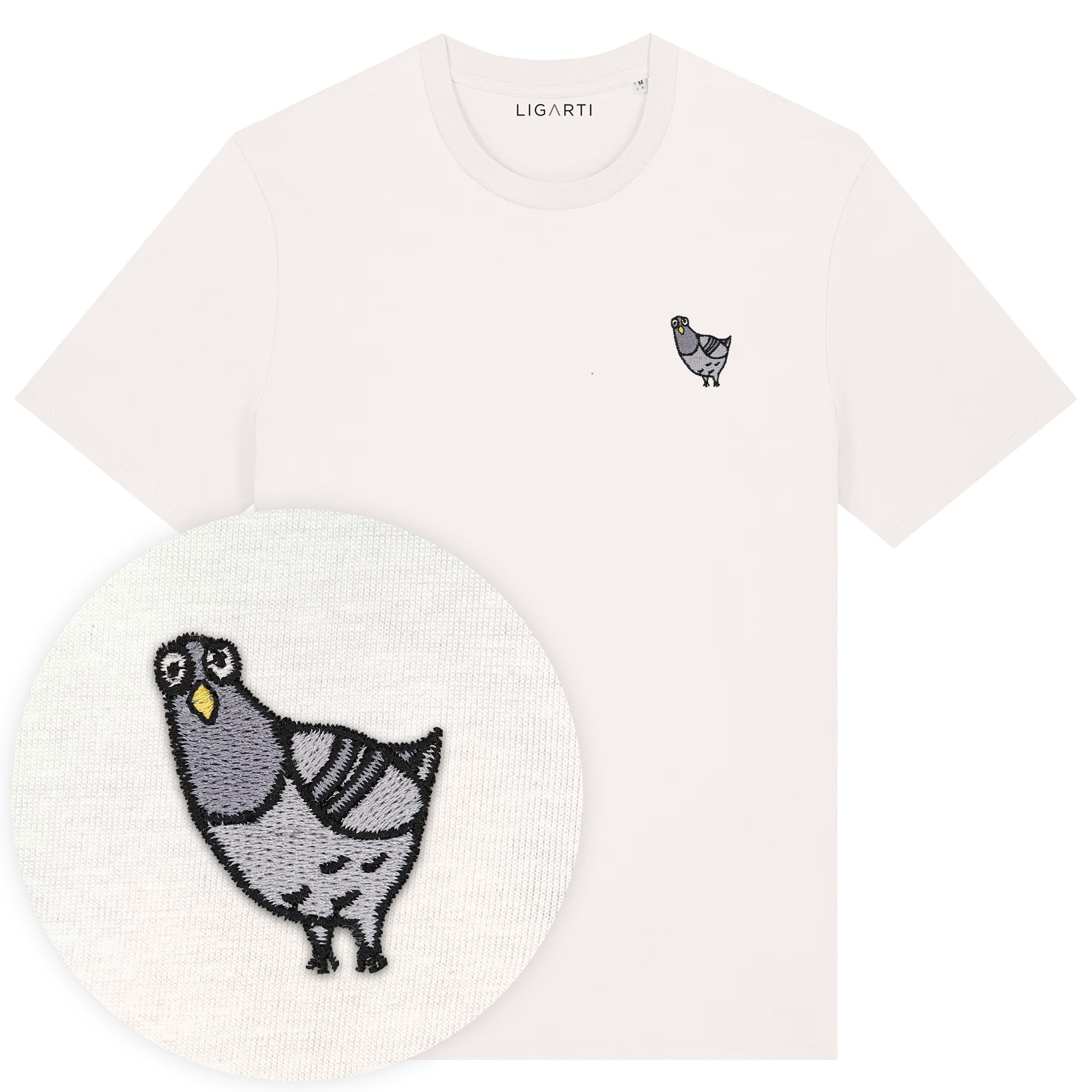 Besticktes T-Shirt – Claude die Taube