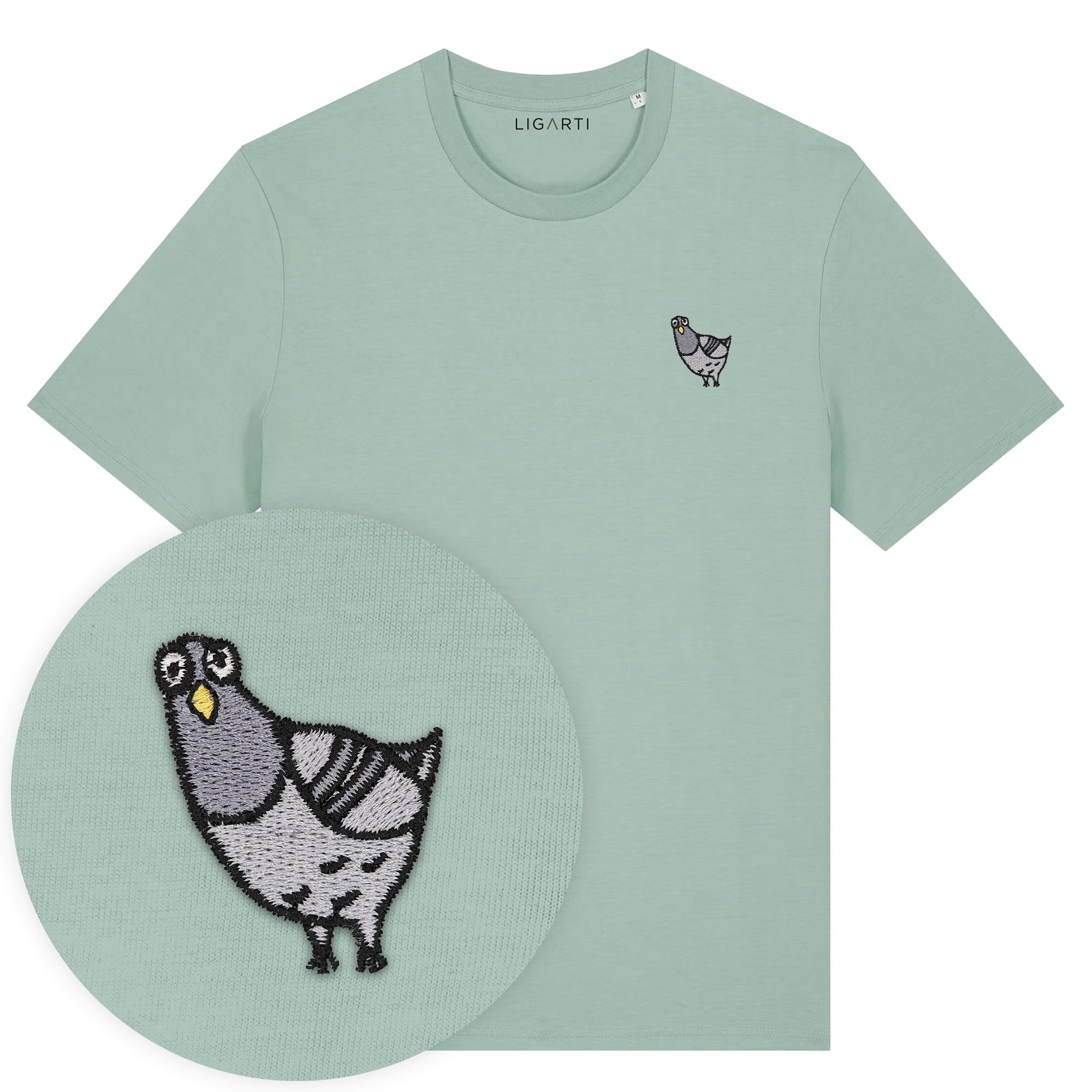 Besticktes T-Shirt – Claude die Taube