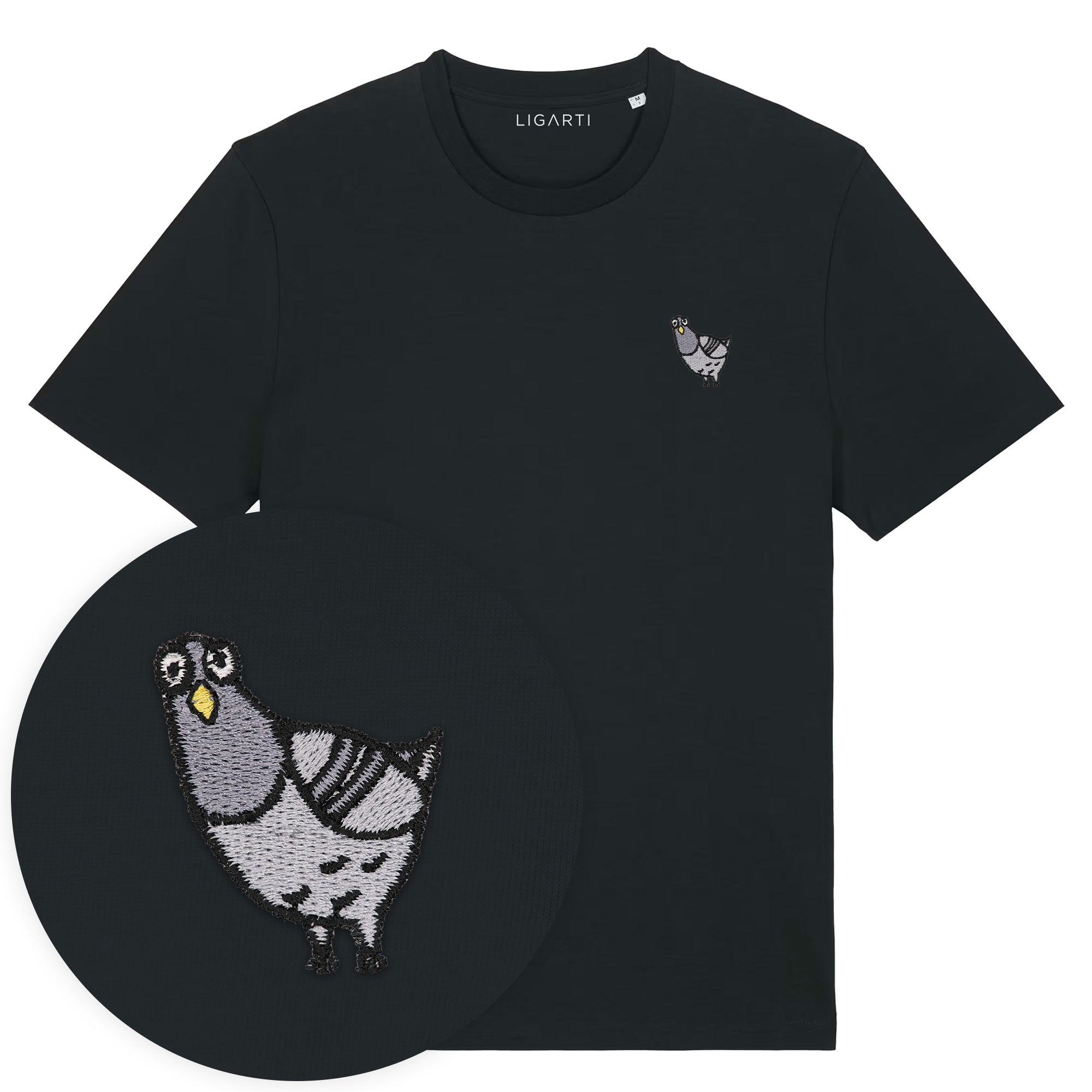 Besticktes T-Shirt – Claude die Taube