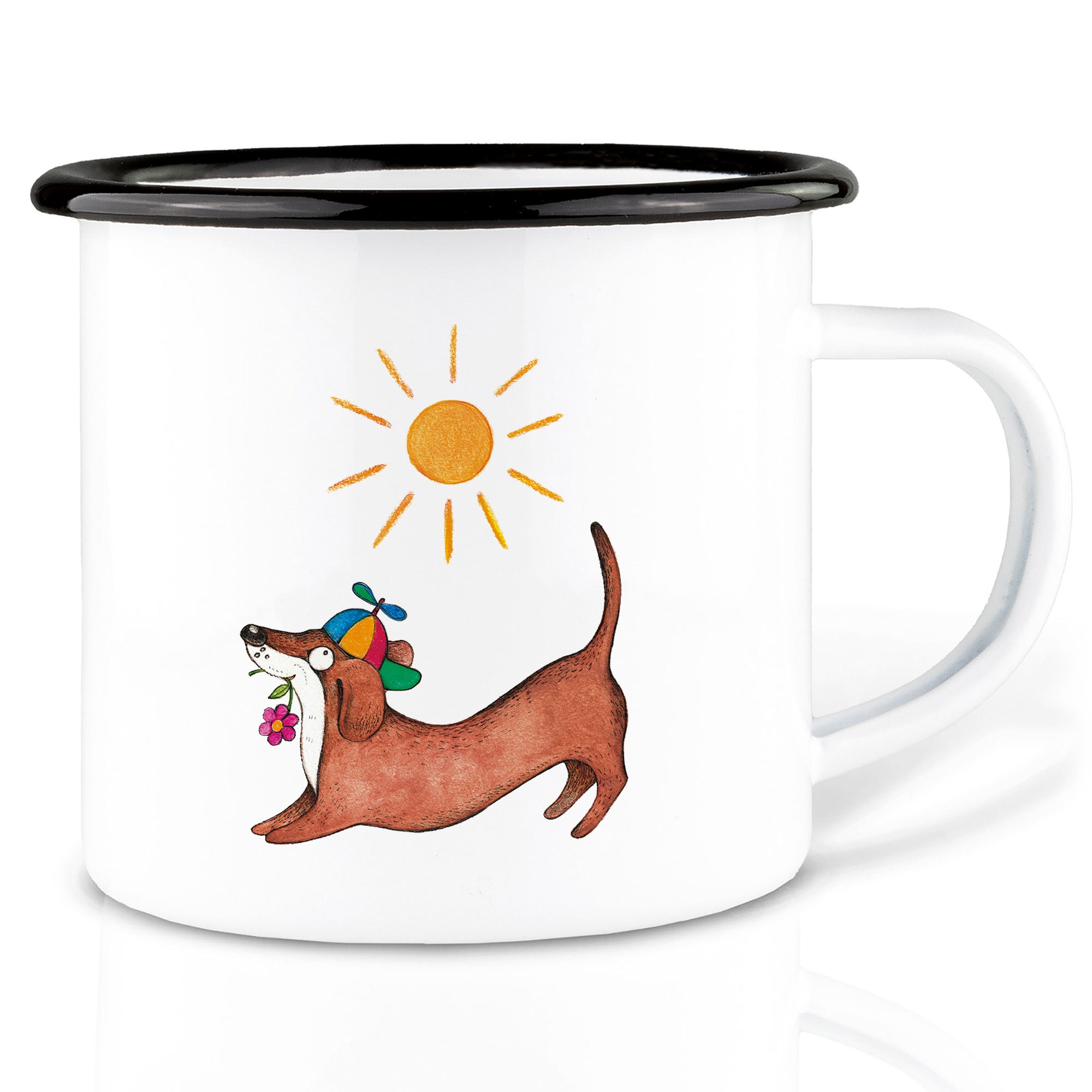 Emaille Tasse – Dackelduo