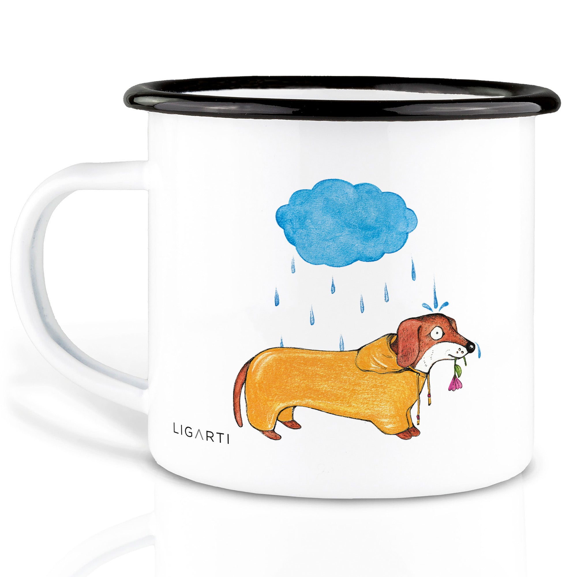 Emaille Tasse – Dackelduo