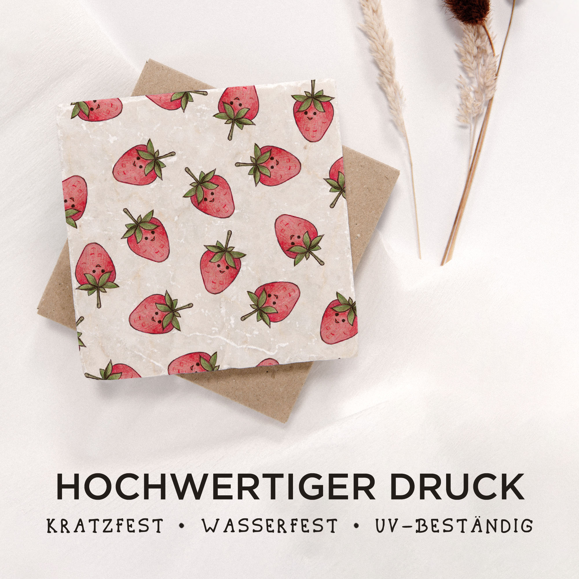 Fliesenuntersetzer – Erdbeere