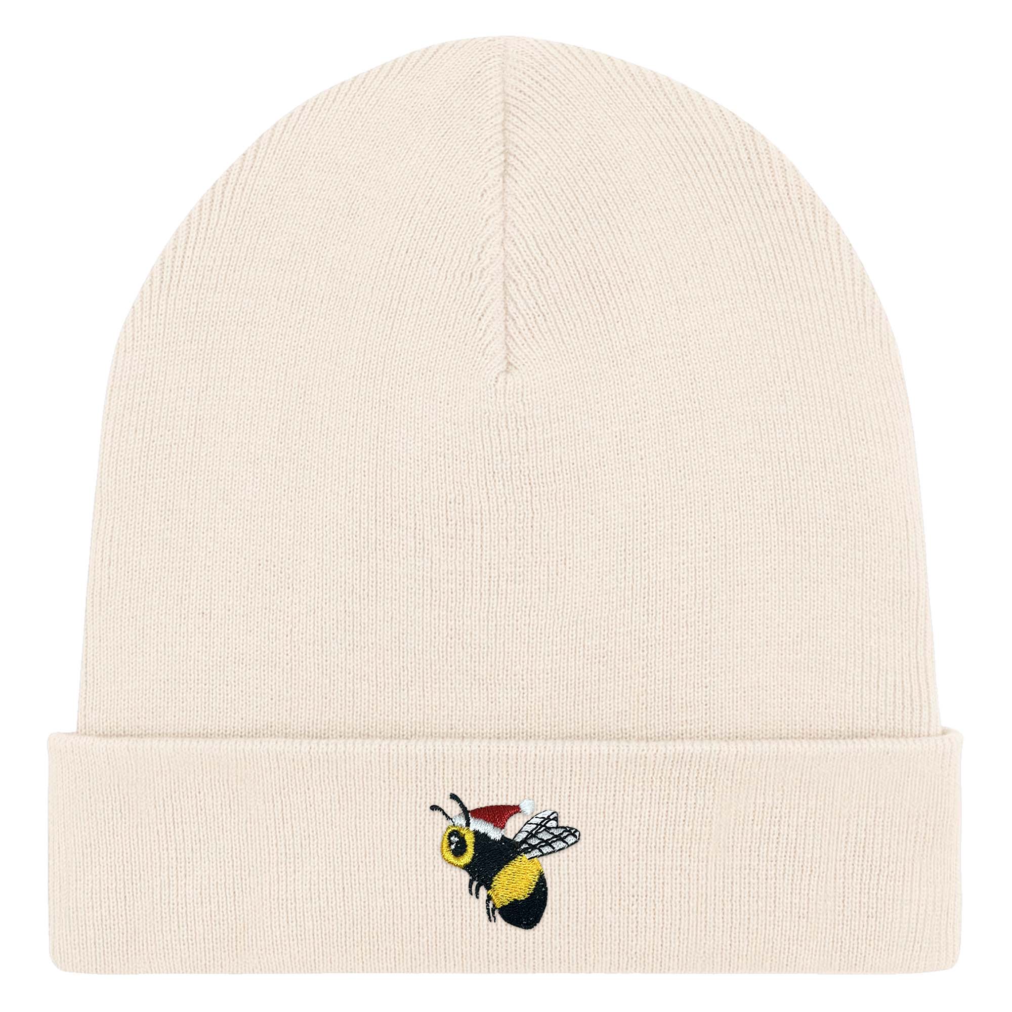Bestickte Beanie – Esmeralda die Weihnachtsbiene