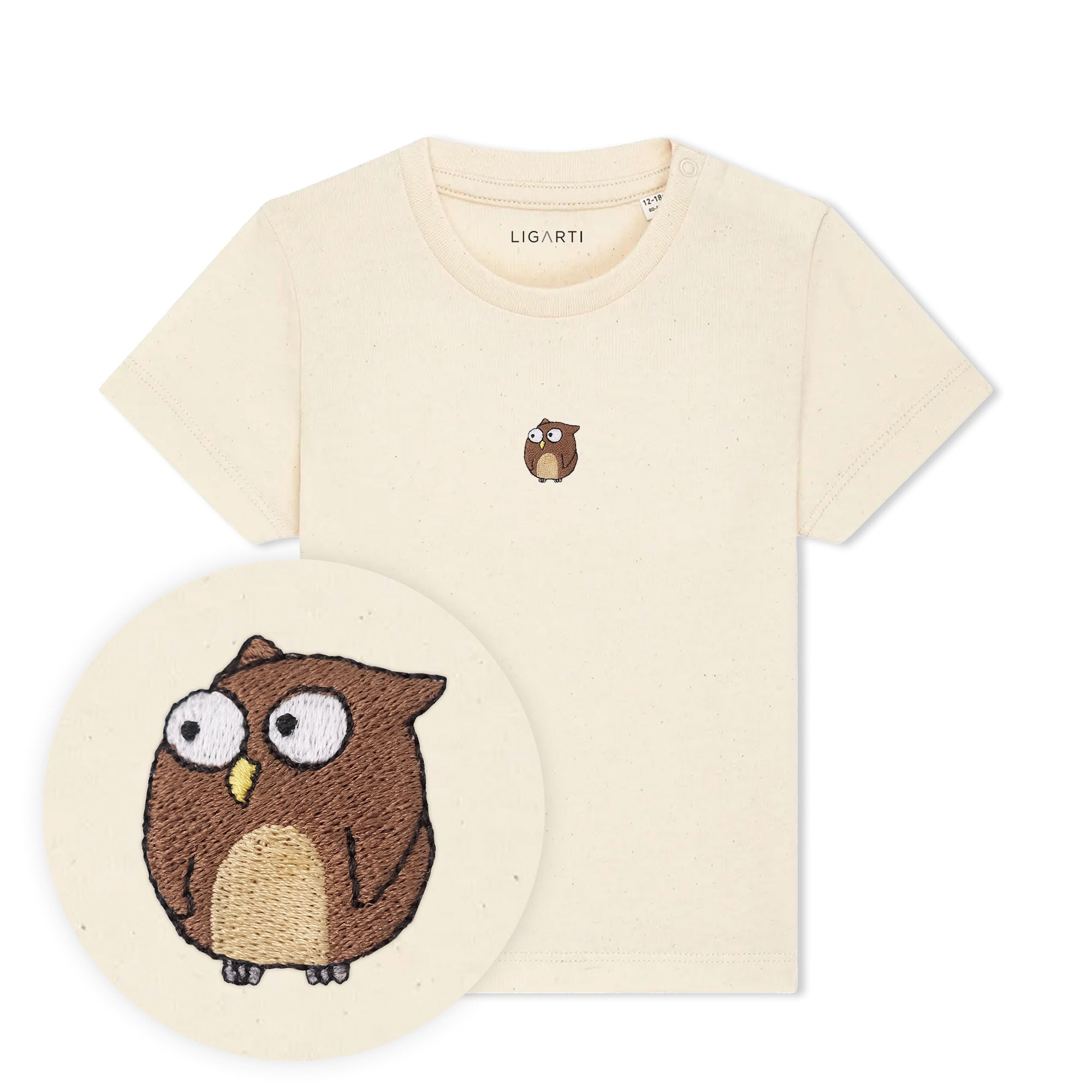Babyshirt Eugen die Eule - Sand/Creme