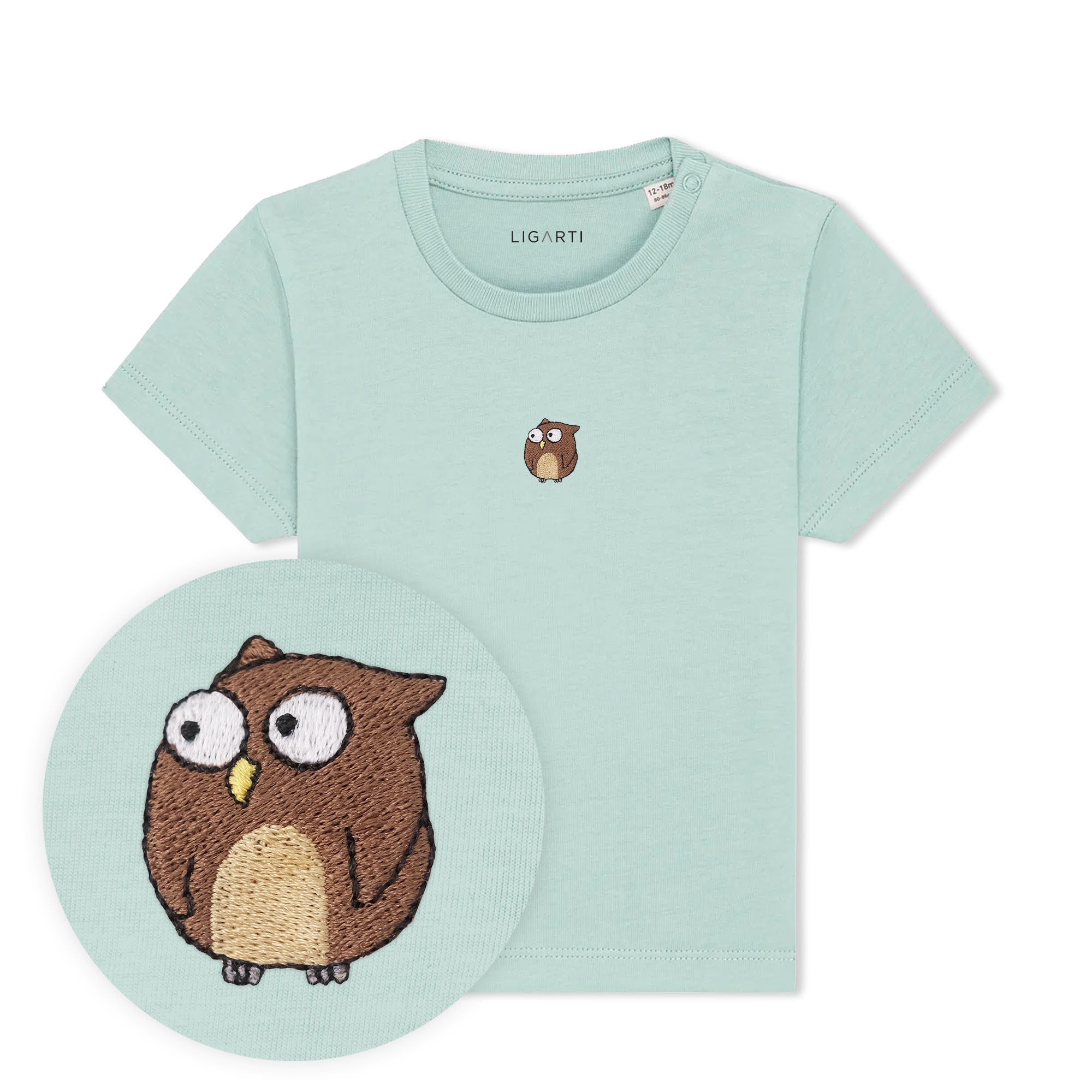 Babyshirt Eugen die Eule - Türkis