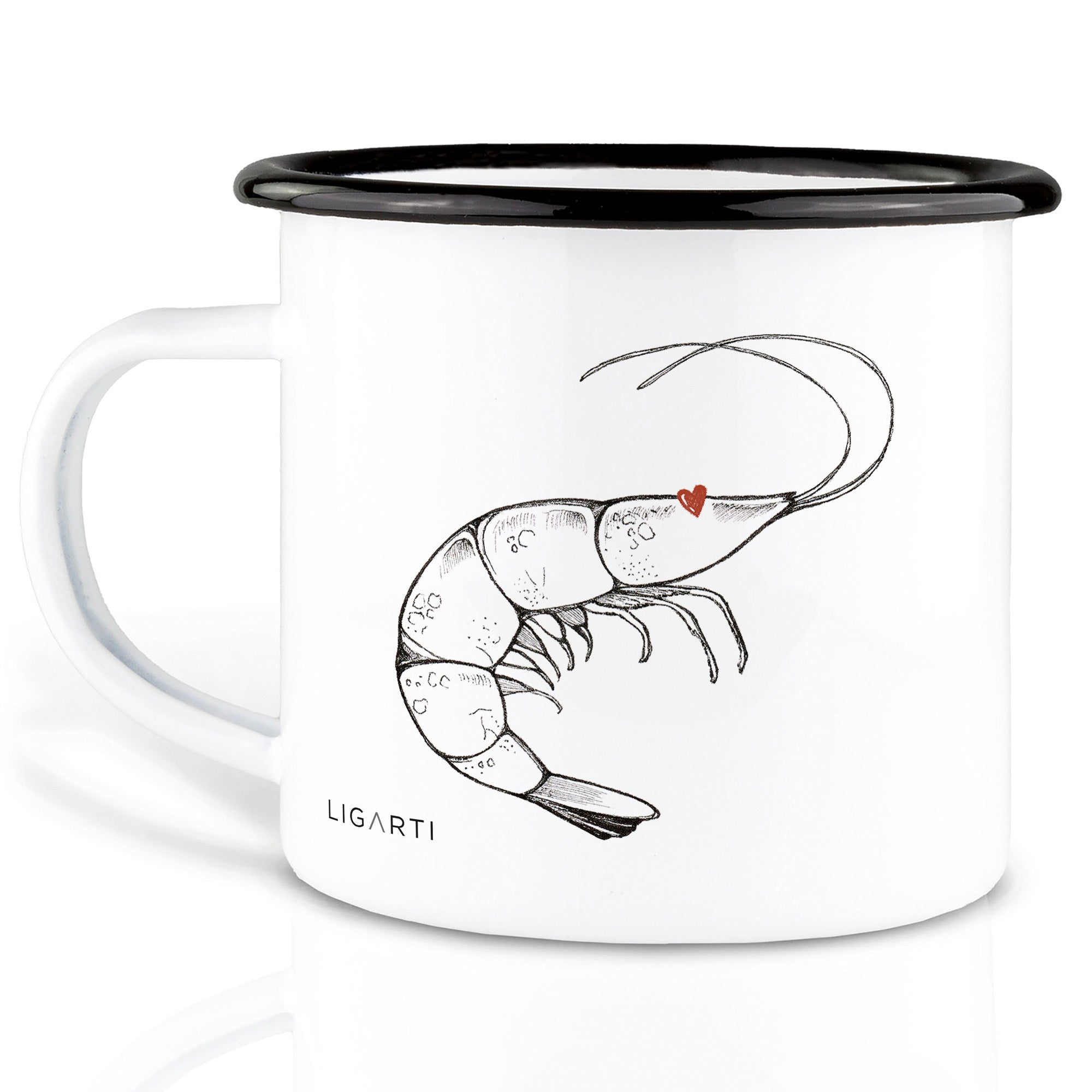 Emaille Tasse – Garnelen Liebe