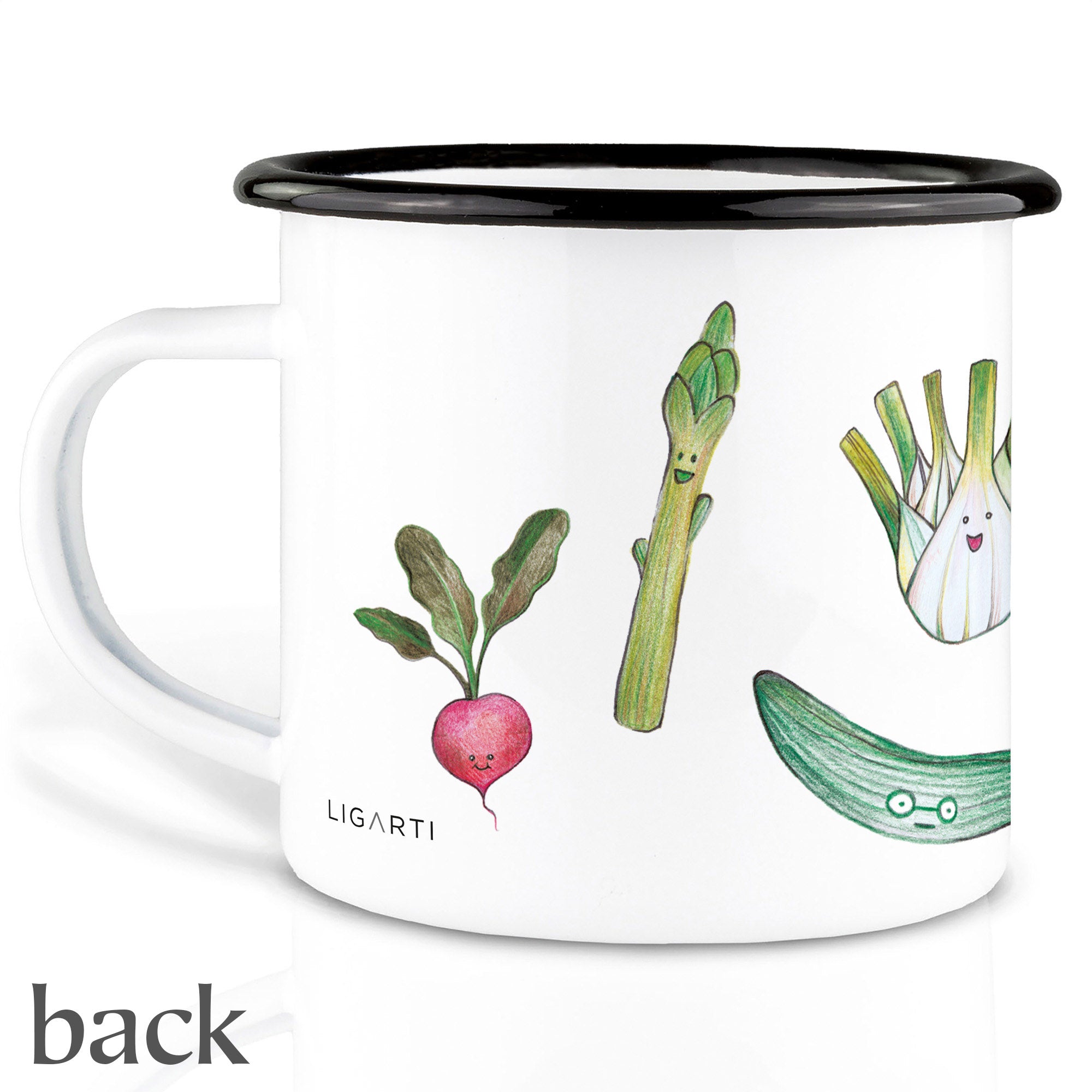 Emaille Tasse – Gemüsebeet