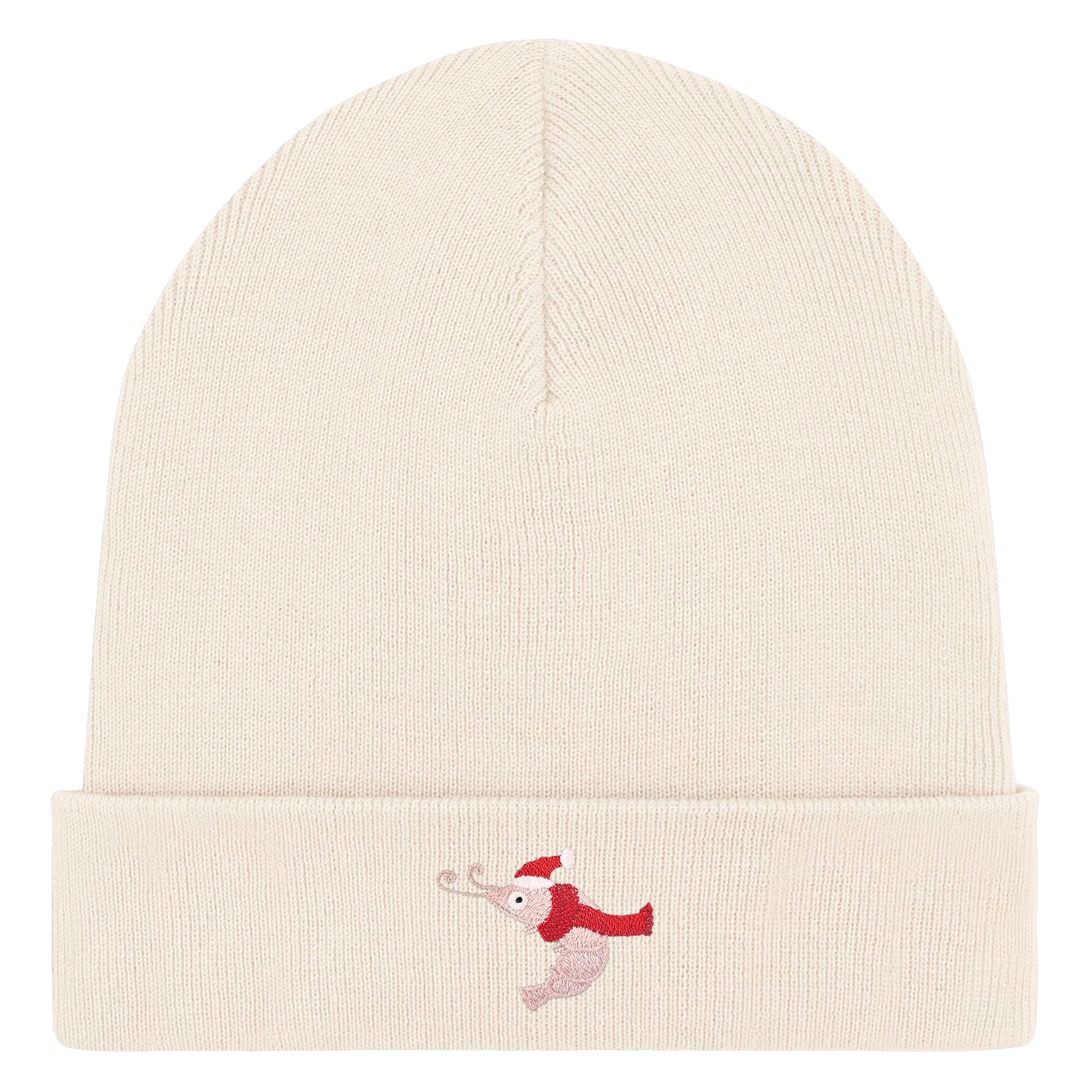 Bestickte Beanie – Jean-Luc die Weihnachtsgarnele