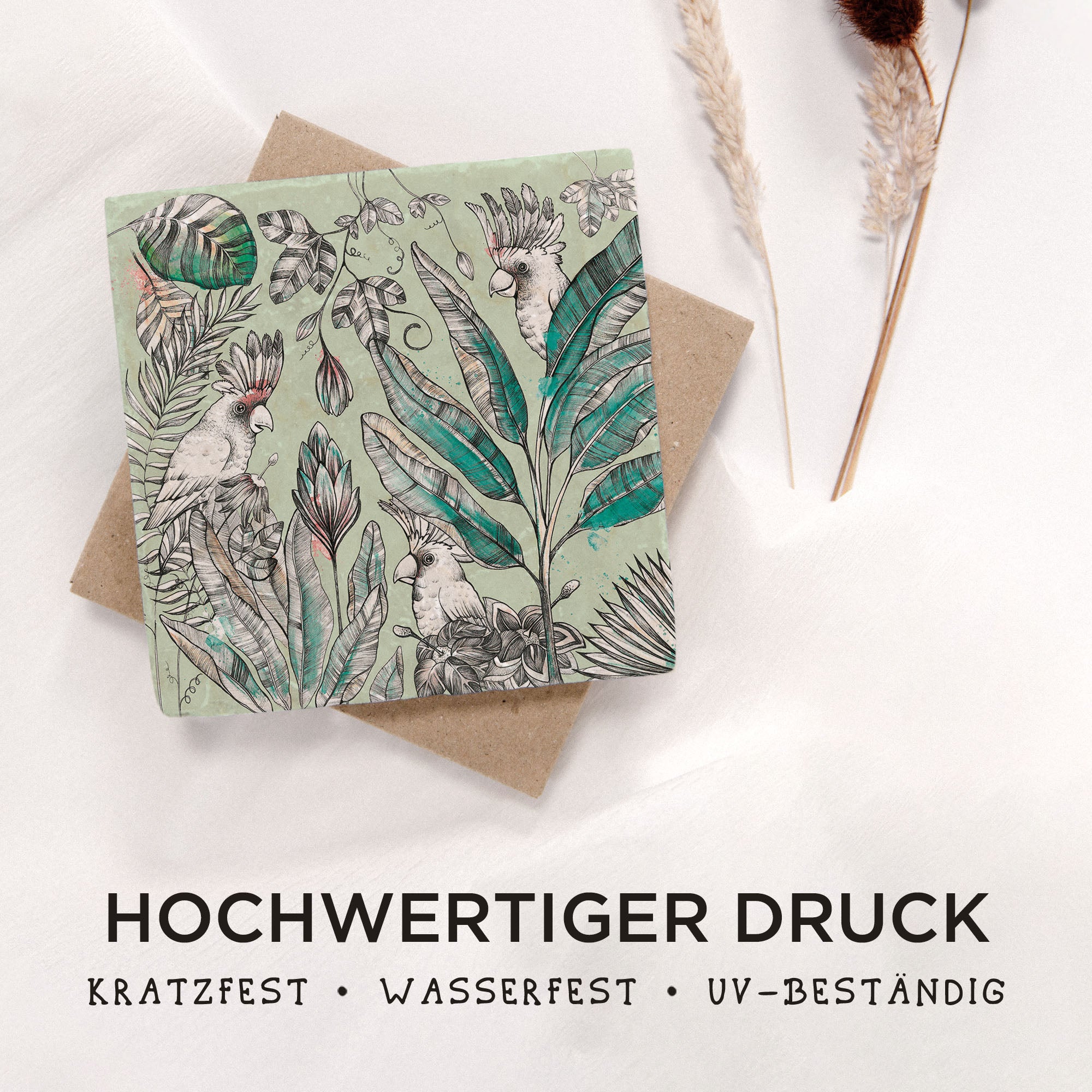 Fliesenuntersetzer – Kakadus