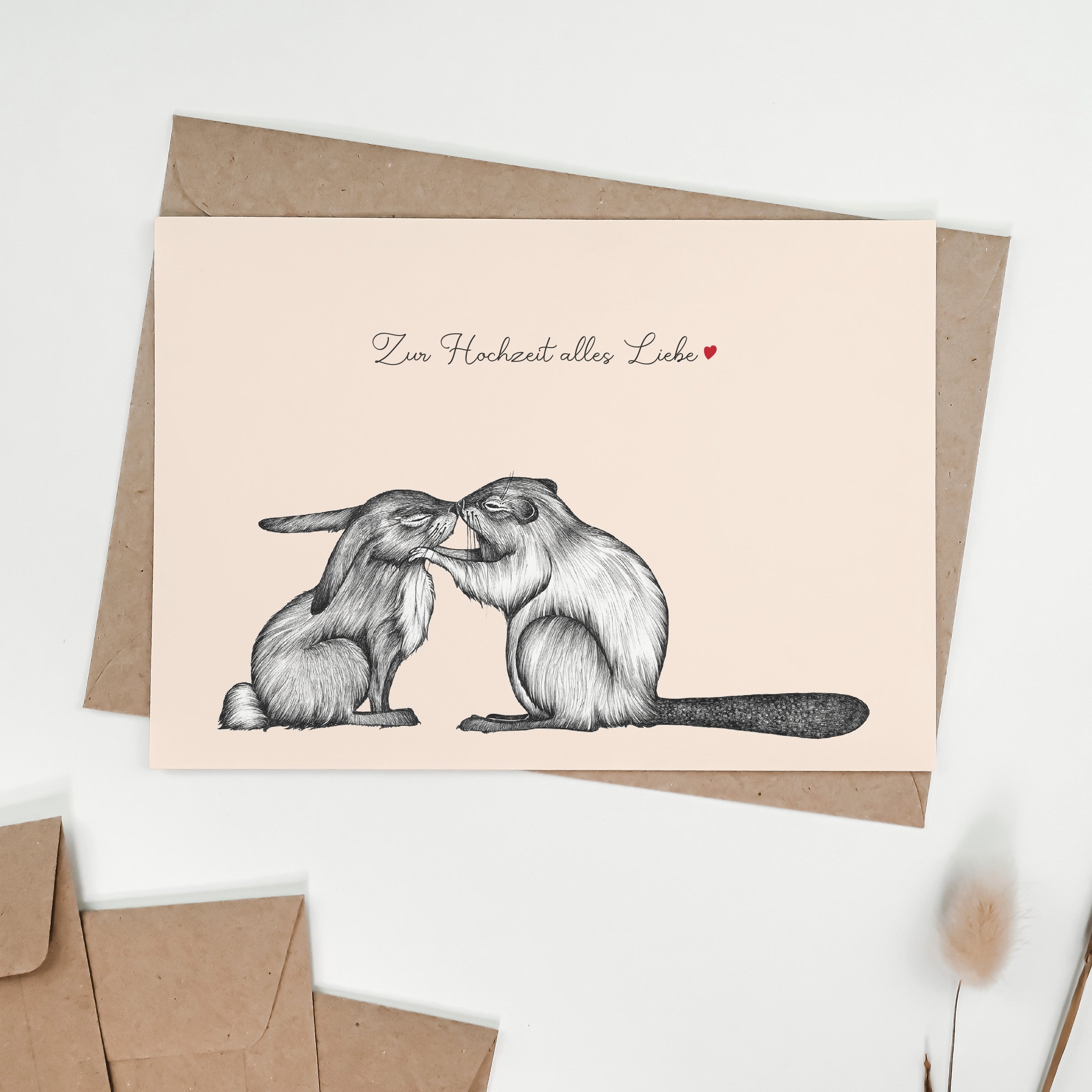 Klappkarte – Kaninchen & Biber