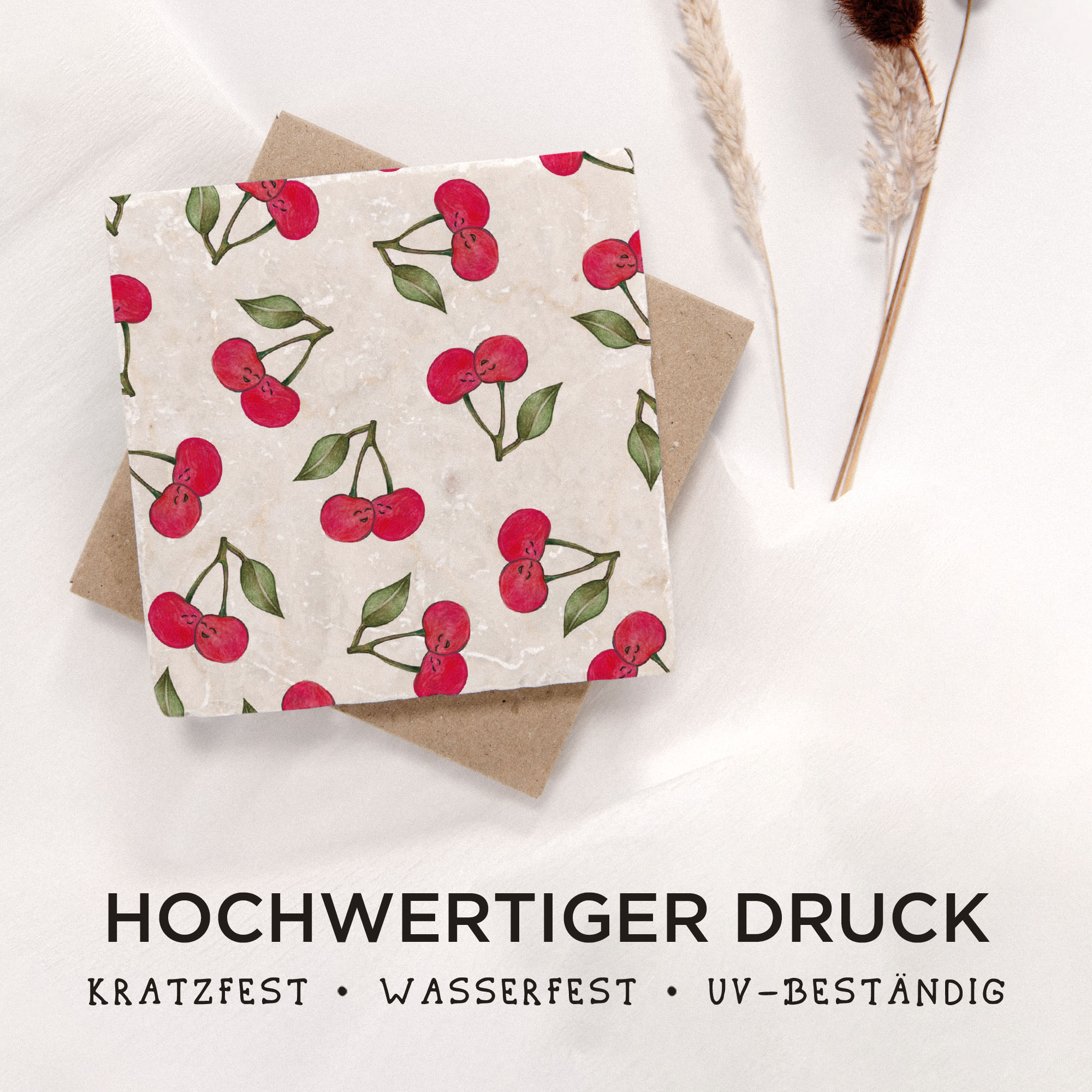 Fliesenuntersetzer – Kirschen