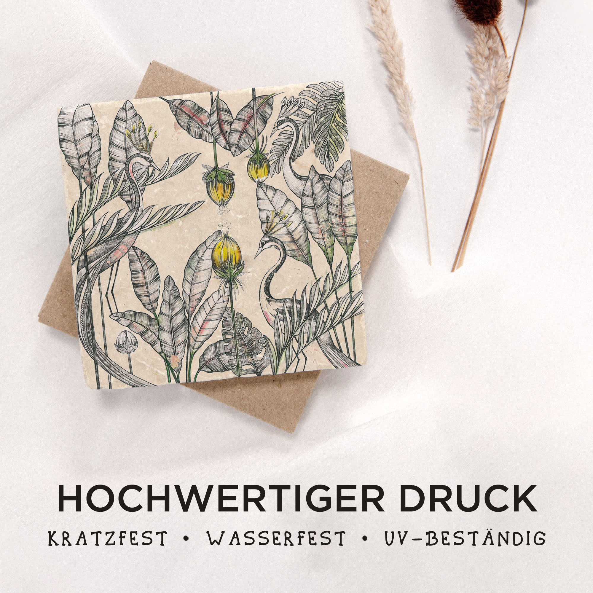 Fliesenuntersetzer – Königskraniche