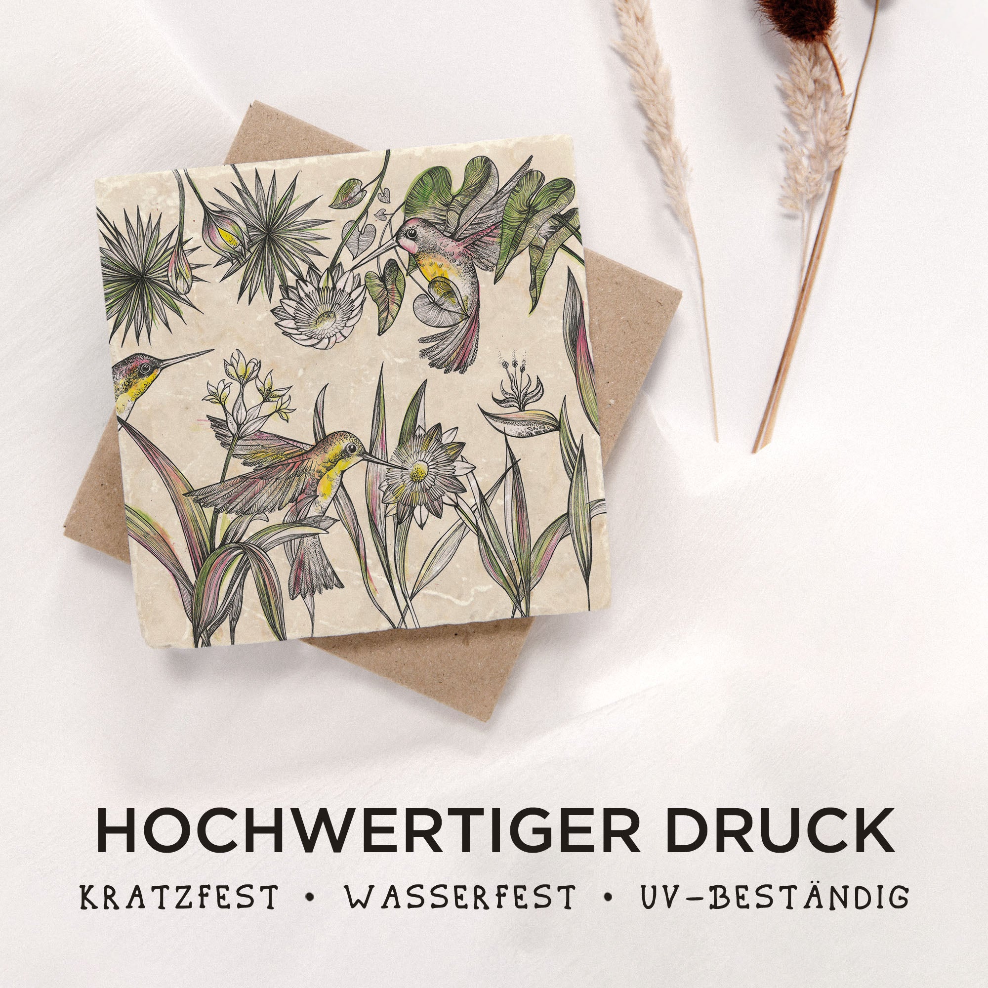 Fliesenuntersetzer – Kolibris