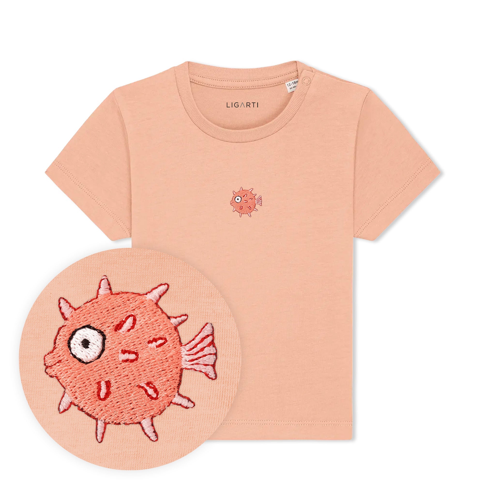 Babyshirt Kurt der Kugelfisch - Pfirsich