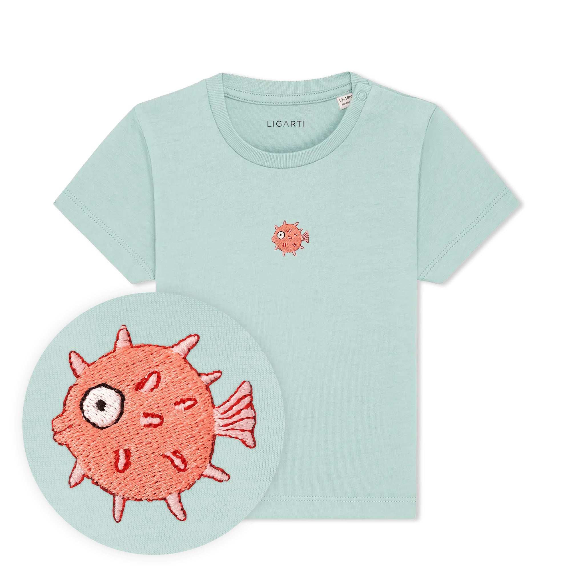 Babyshirt Kurt der Kugelfisch - Türkis