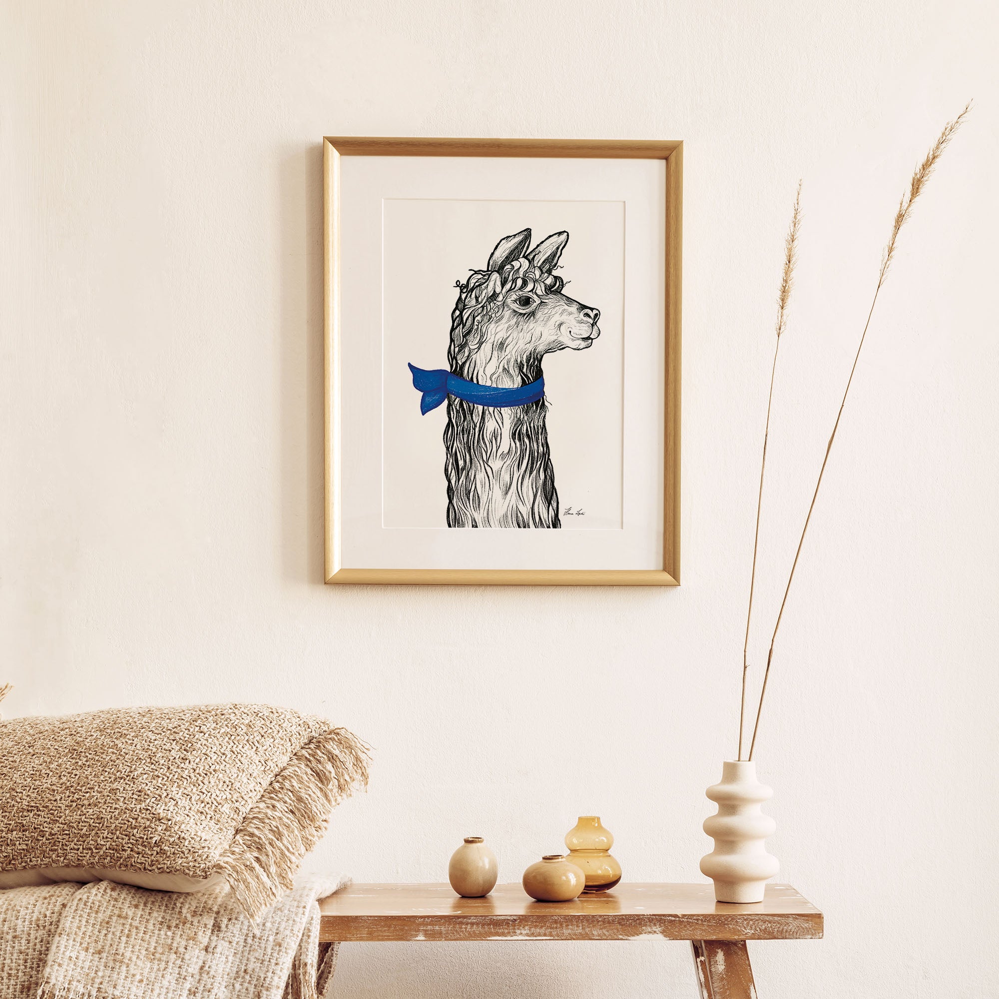 Kunstdruck - Leopold das Lama