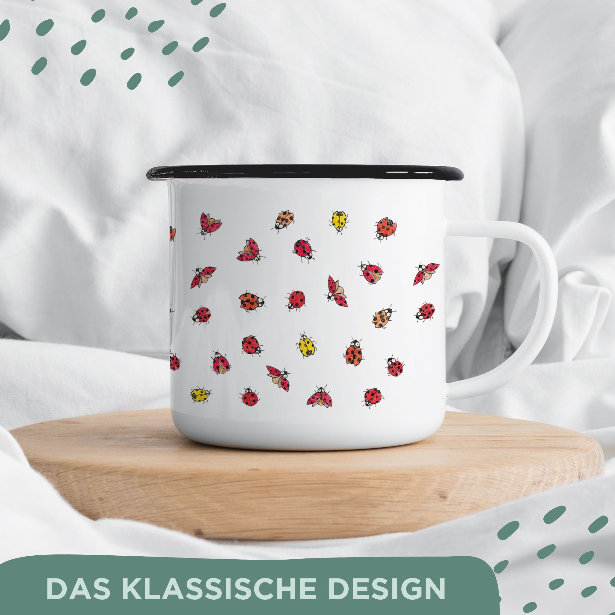 Emaille Tasse – Marienkäfer