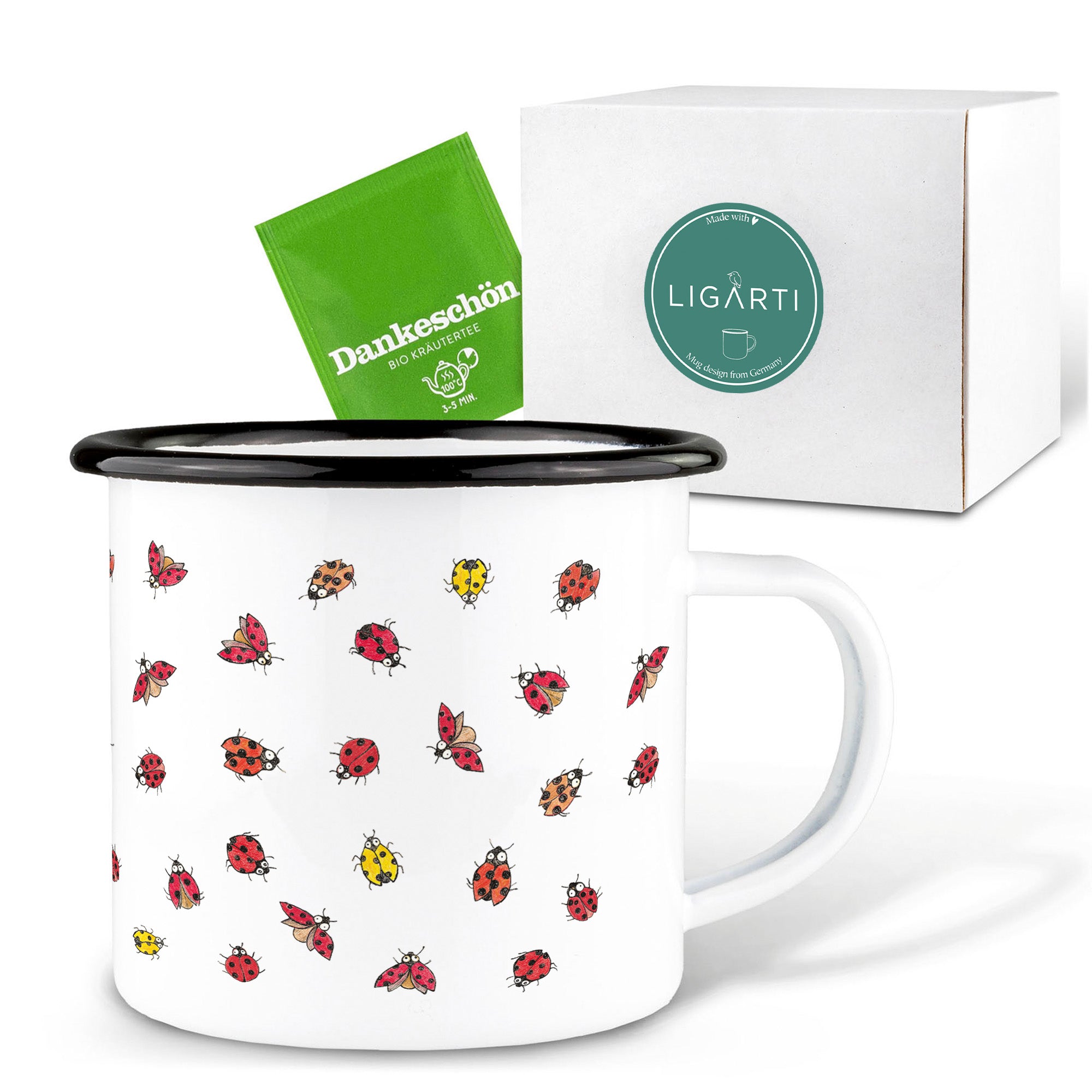 Emaille Tasse – Marienkäfer