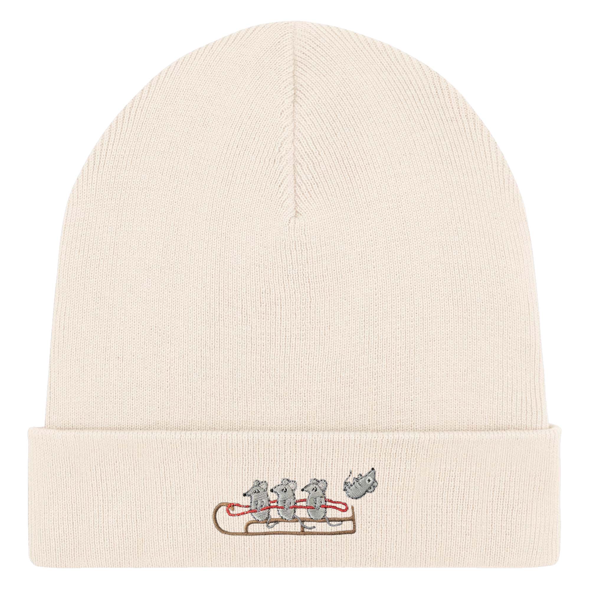Bestickte Beanie – Mausflug