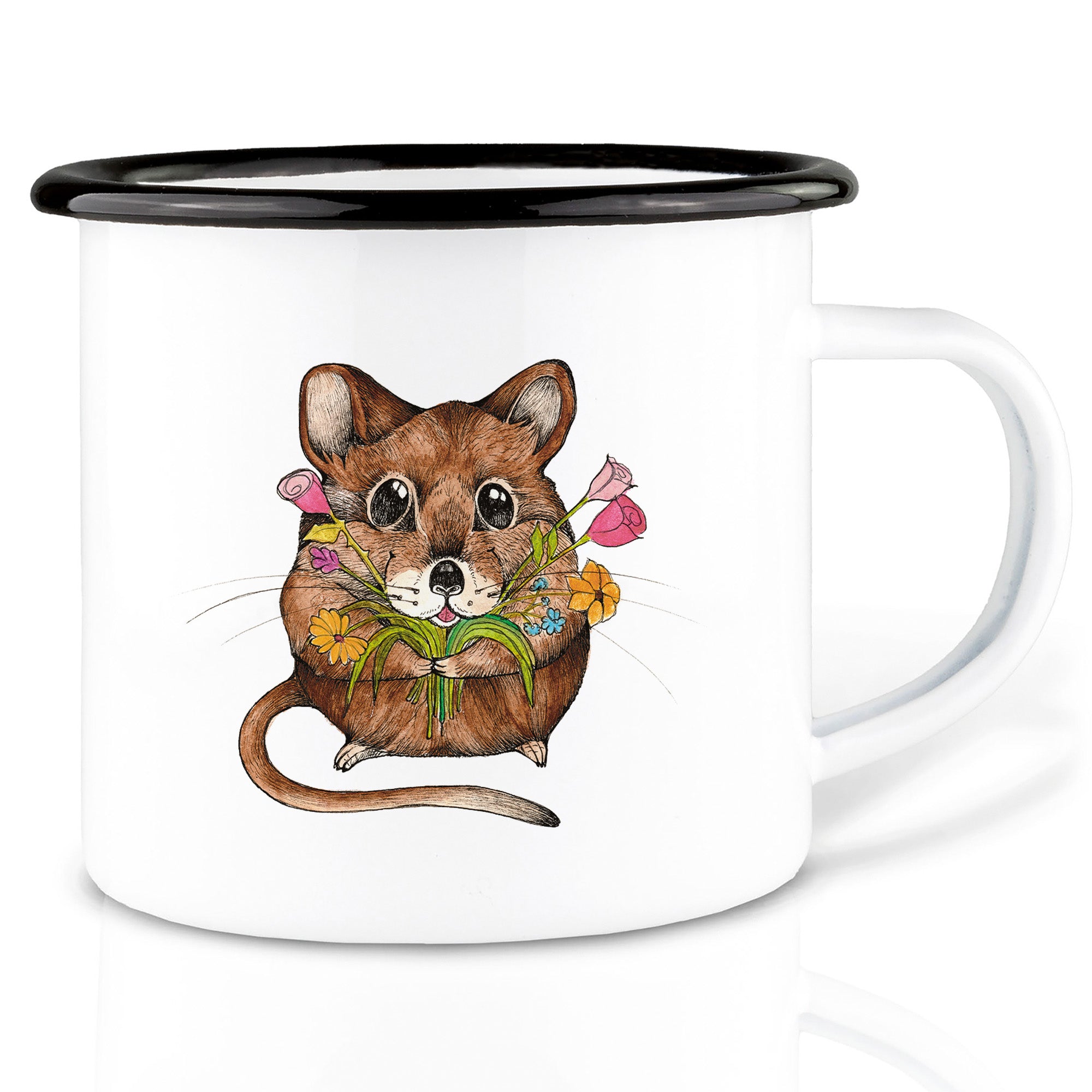 Emaille Tasse – Mausstrauß