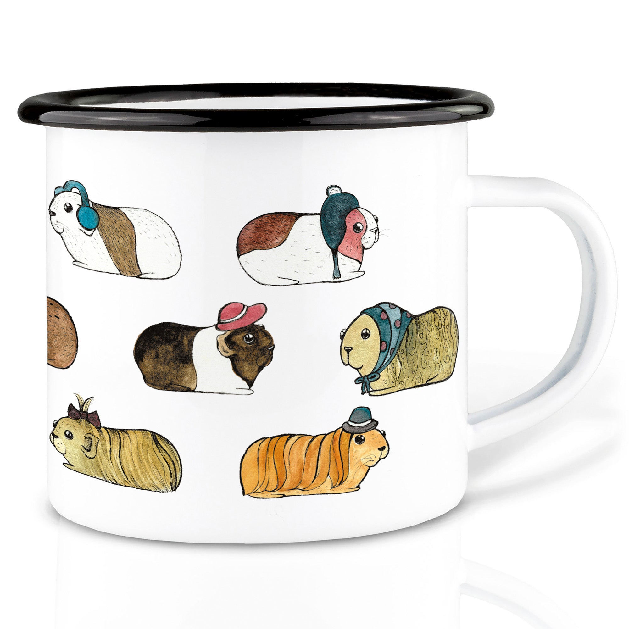 Emaille Tasse – Meerschweinchen flanieren
