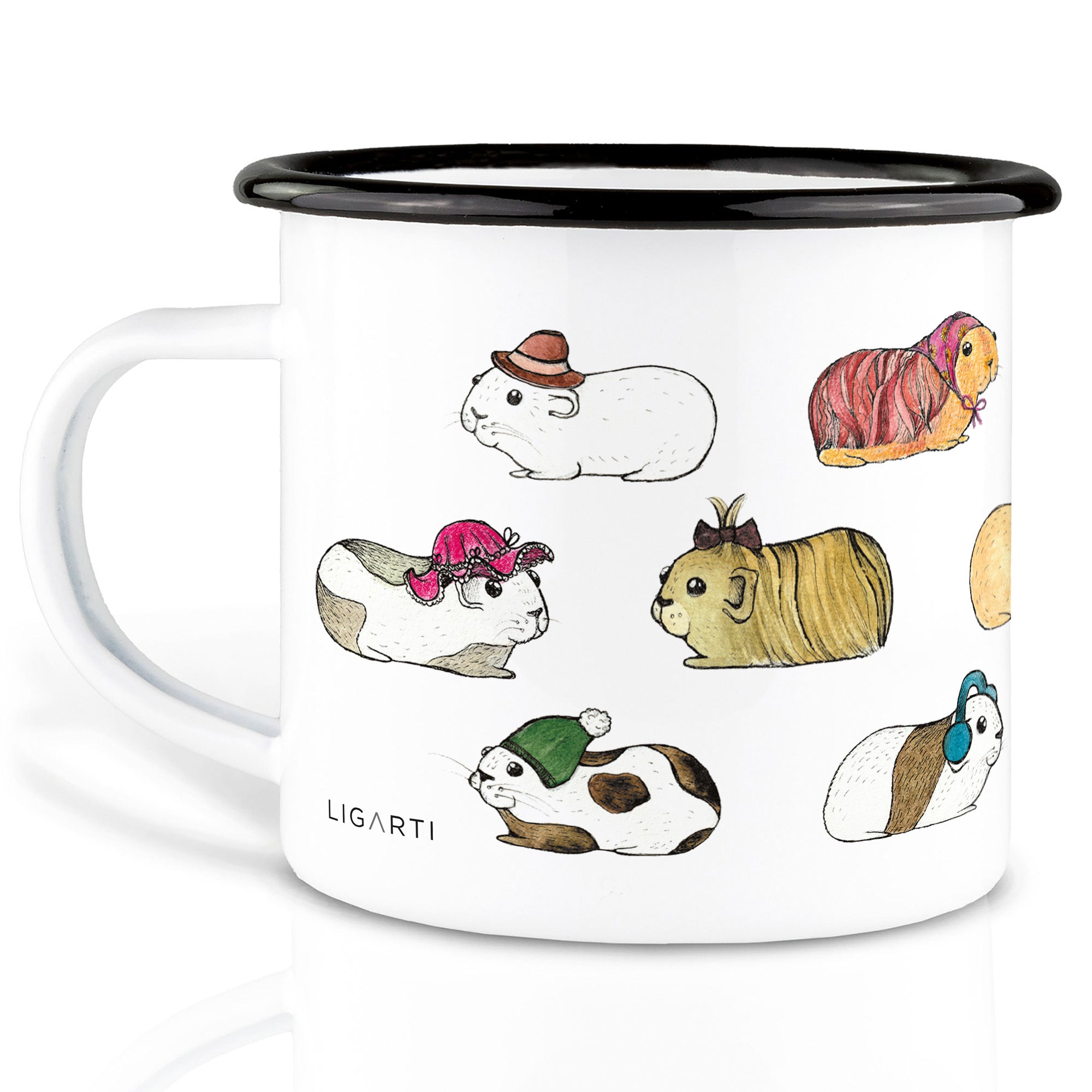 Emaille Tasse – Meerschweinchen flanieren