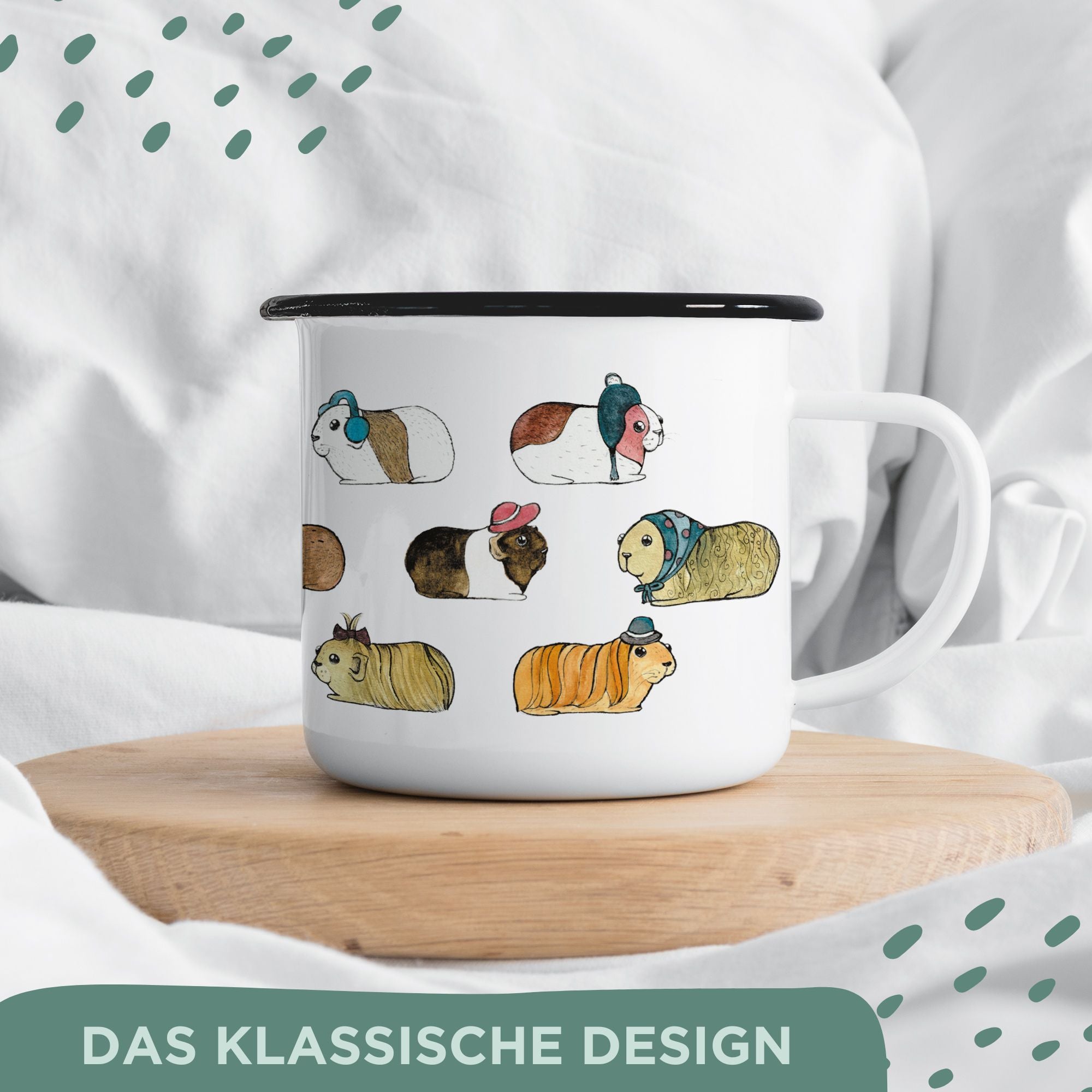 Emaille Tasse – Meerschweinchen flanieren