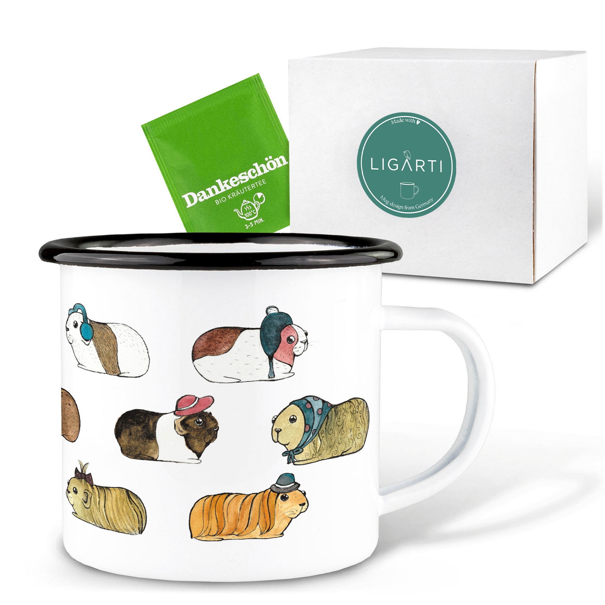 Emaille Tasse – Meerschweinchen flanieren
