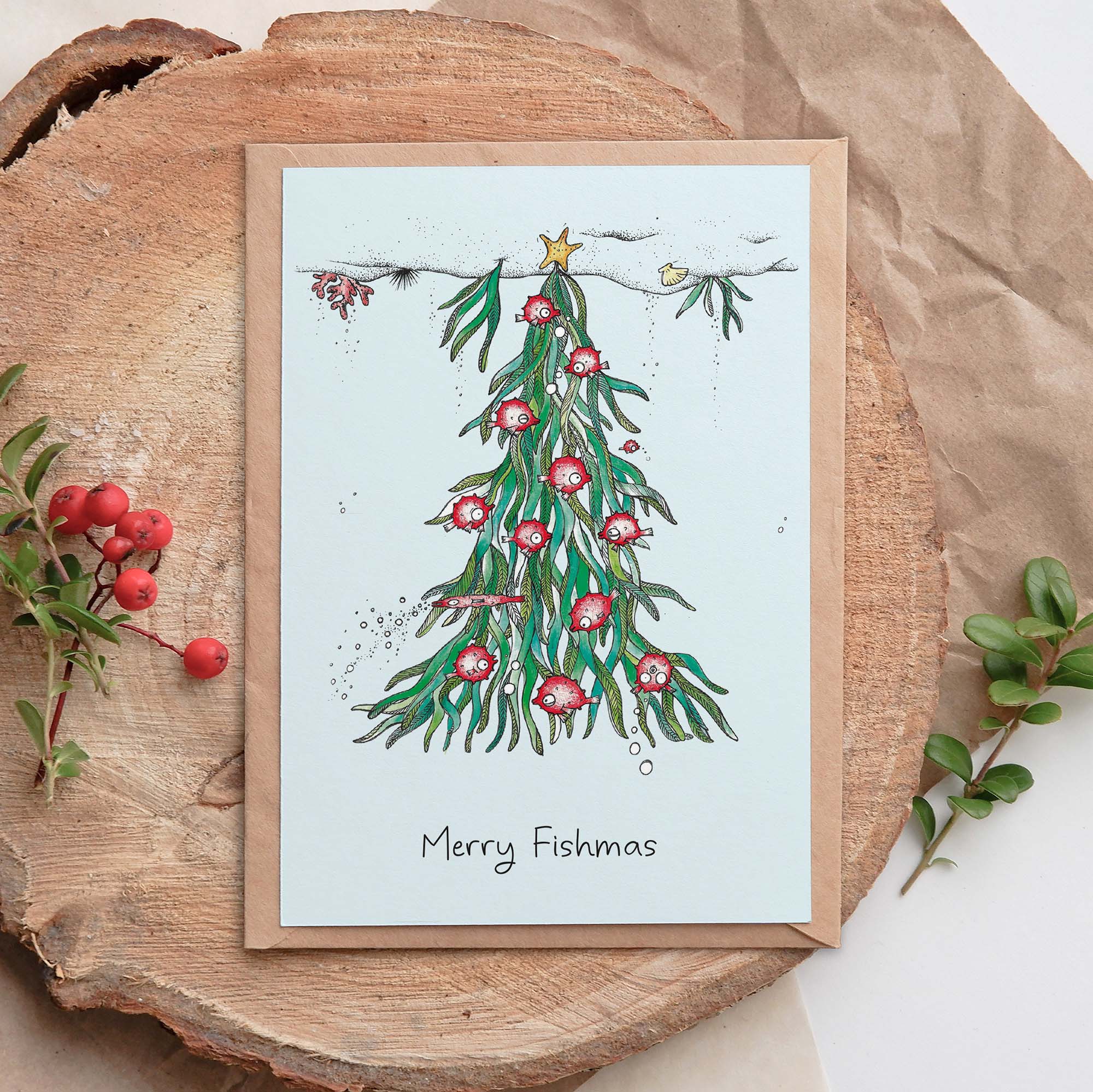 Klappkarte – Merry Fishmas