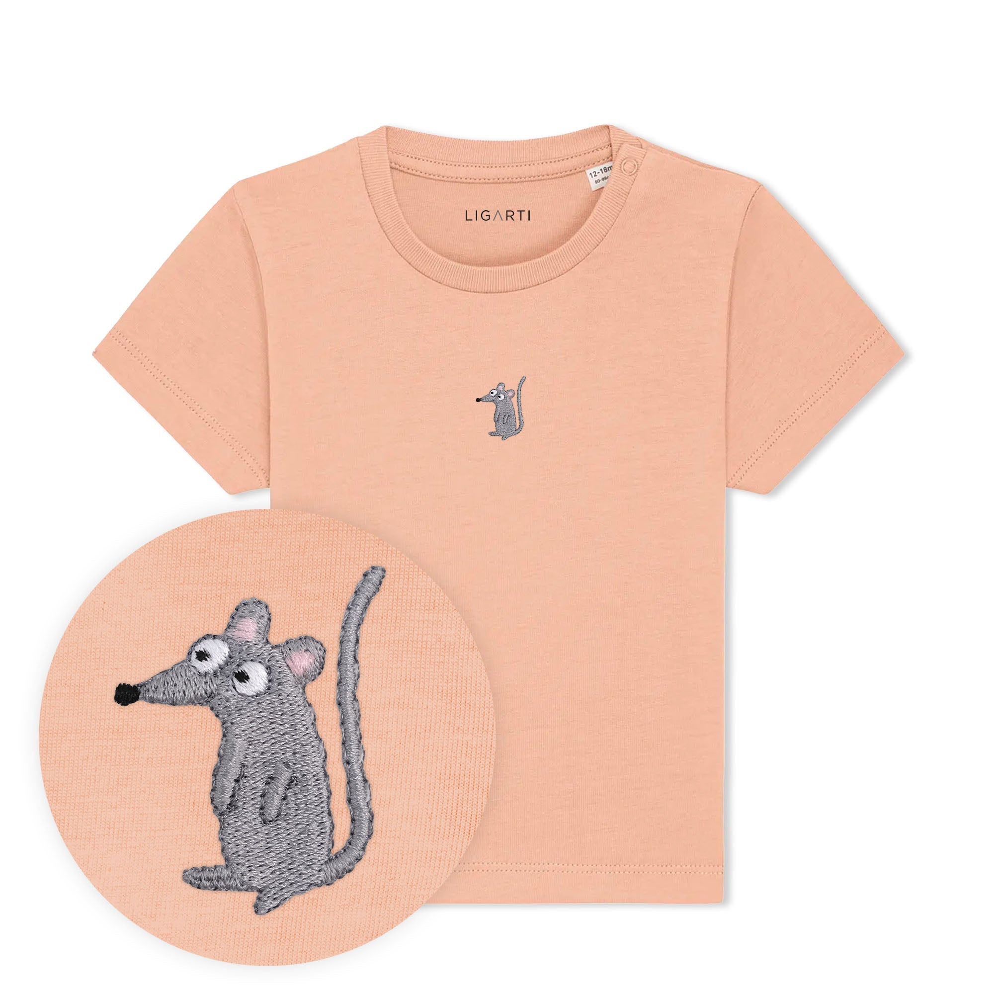 Babyshirt Murat die Maus - Pfirsich