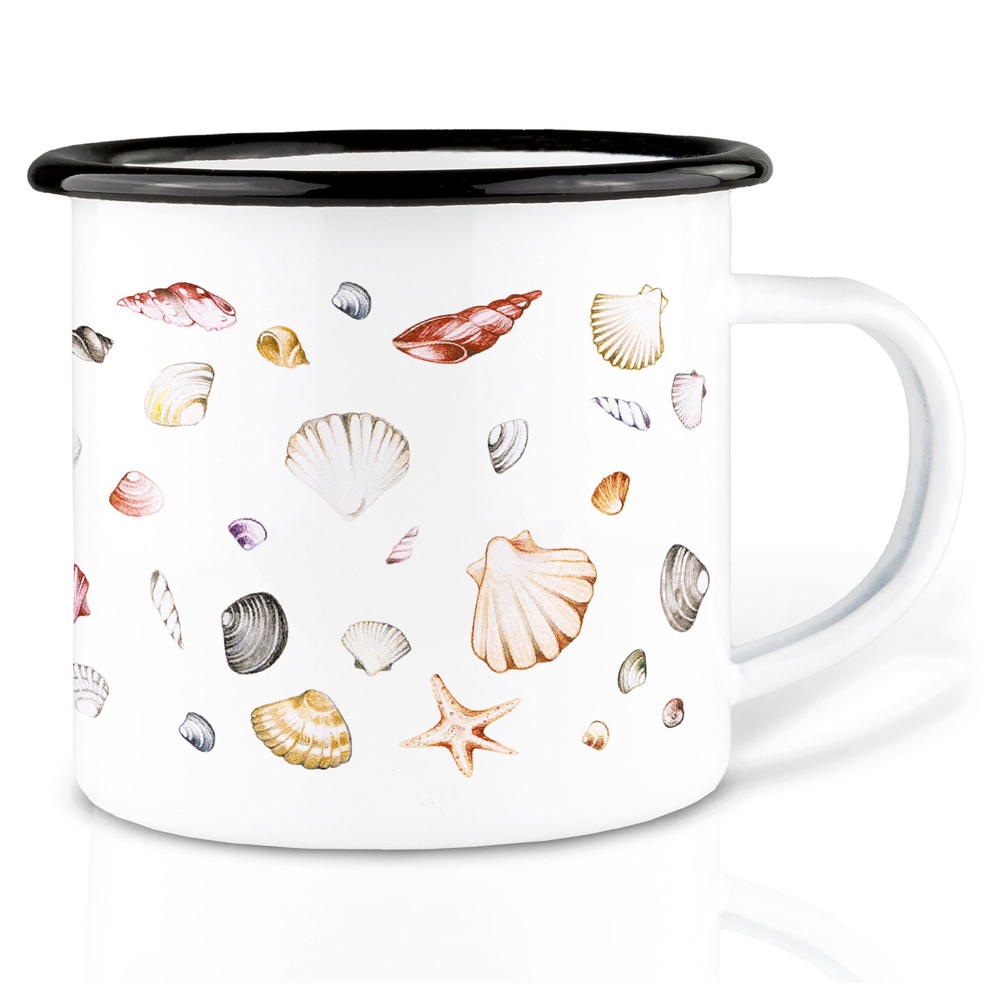 Emaille Tasse – Muschelsammlung