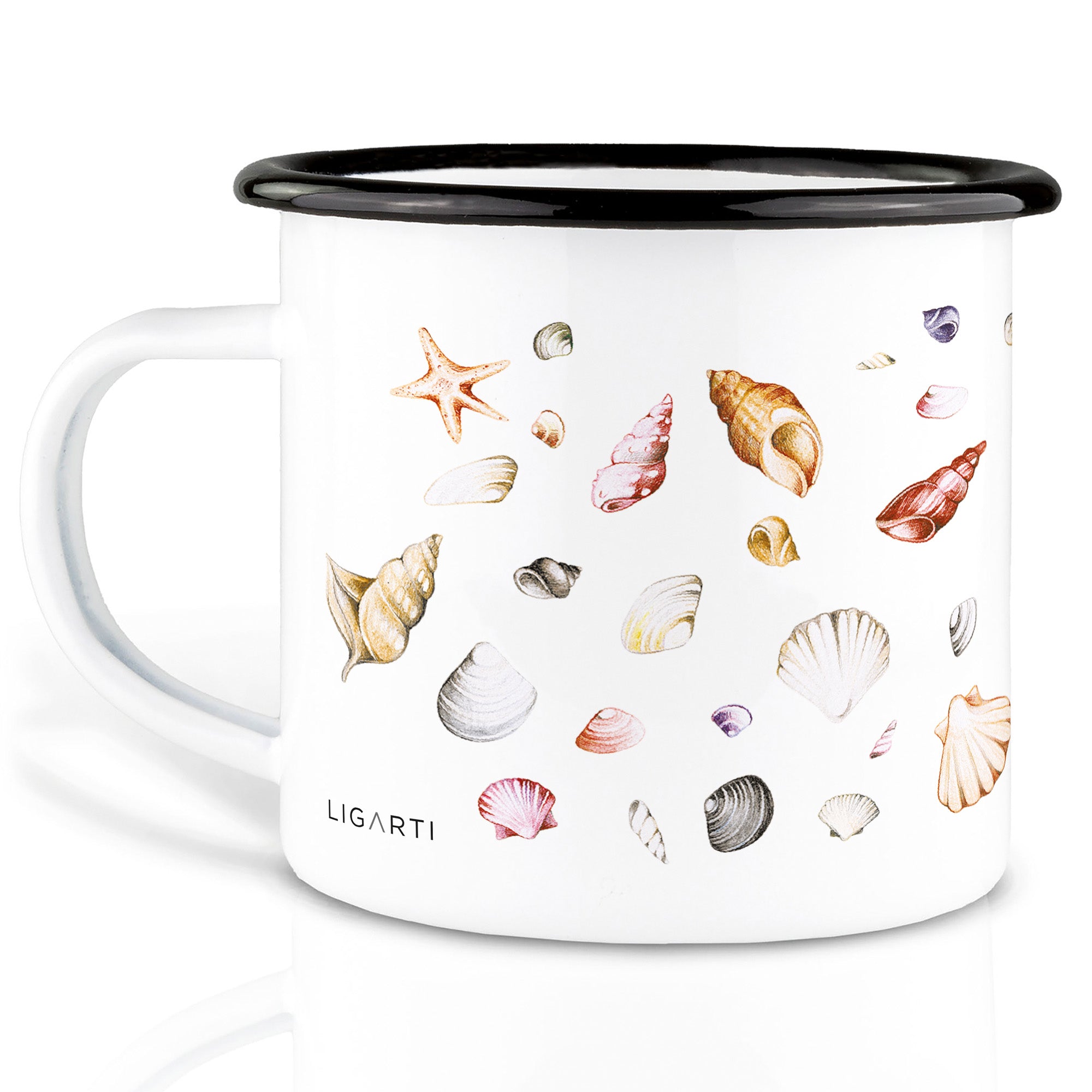 Emaille Tasse – Muschelsammlung