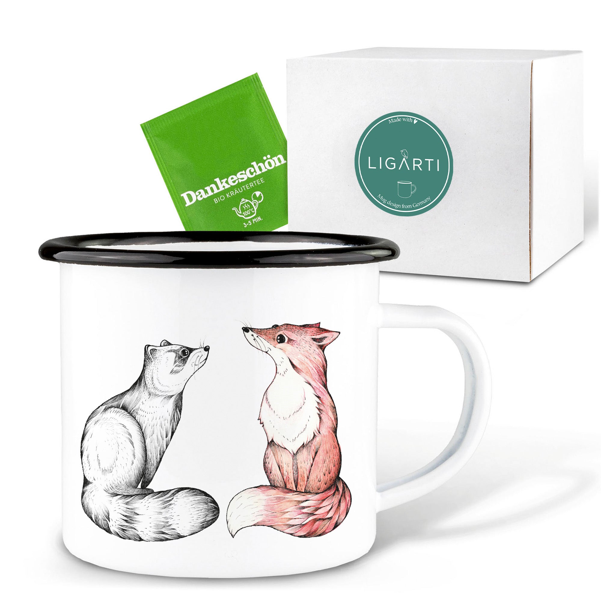 Emaille Tasse – Natalie & Peter